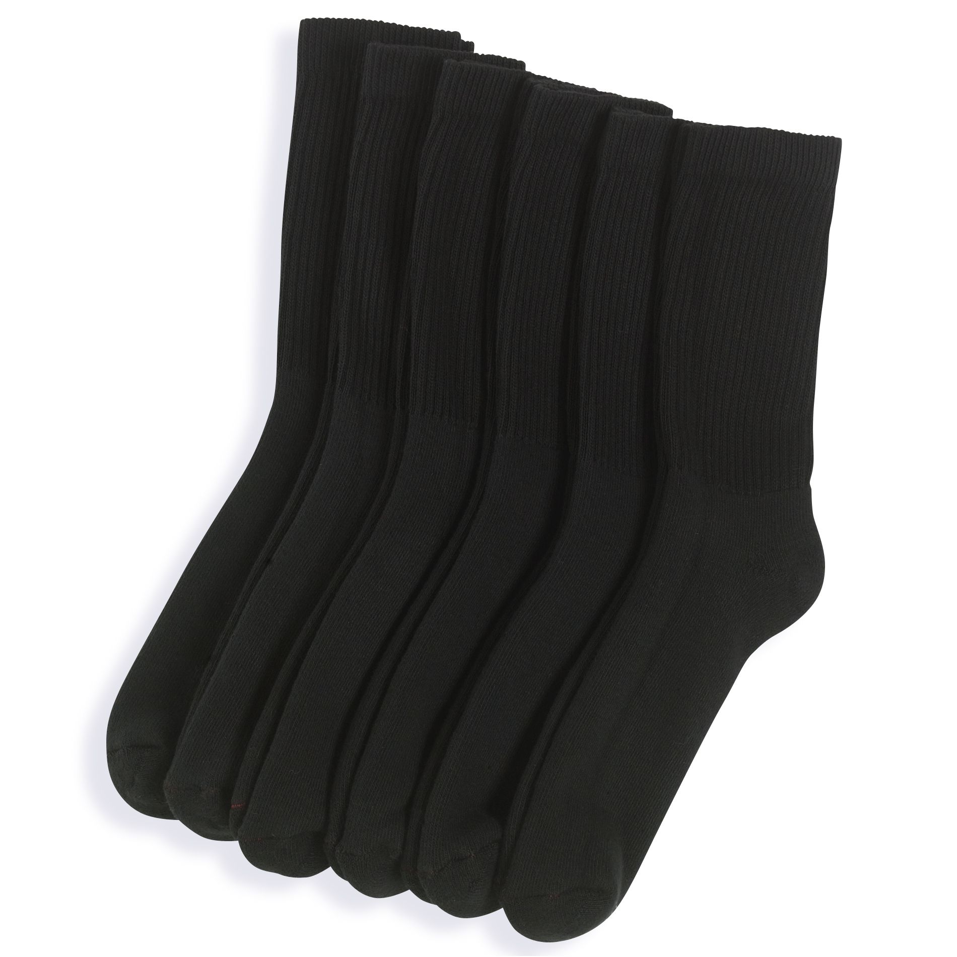 Hanes 6pk Black Crew Sock
