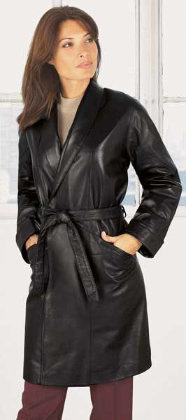 Excelled Women's Leather Swing Coat