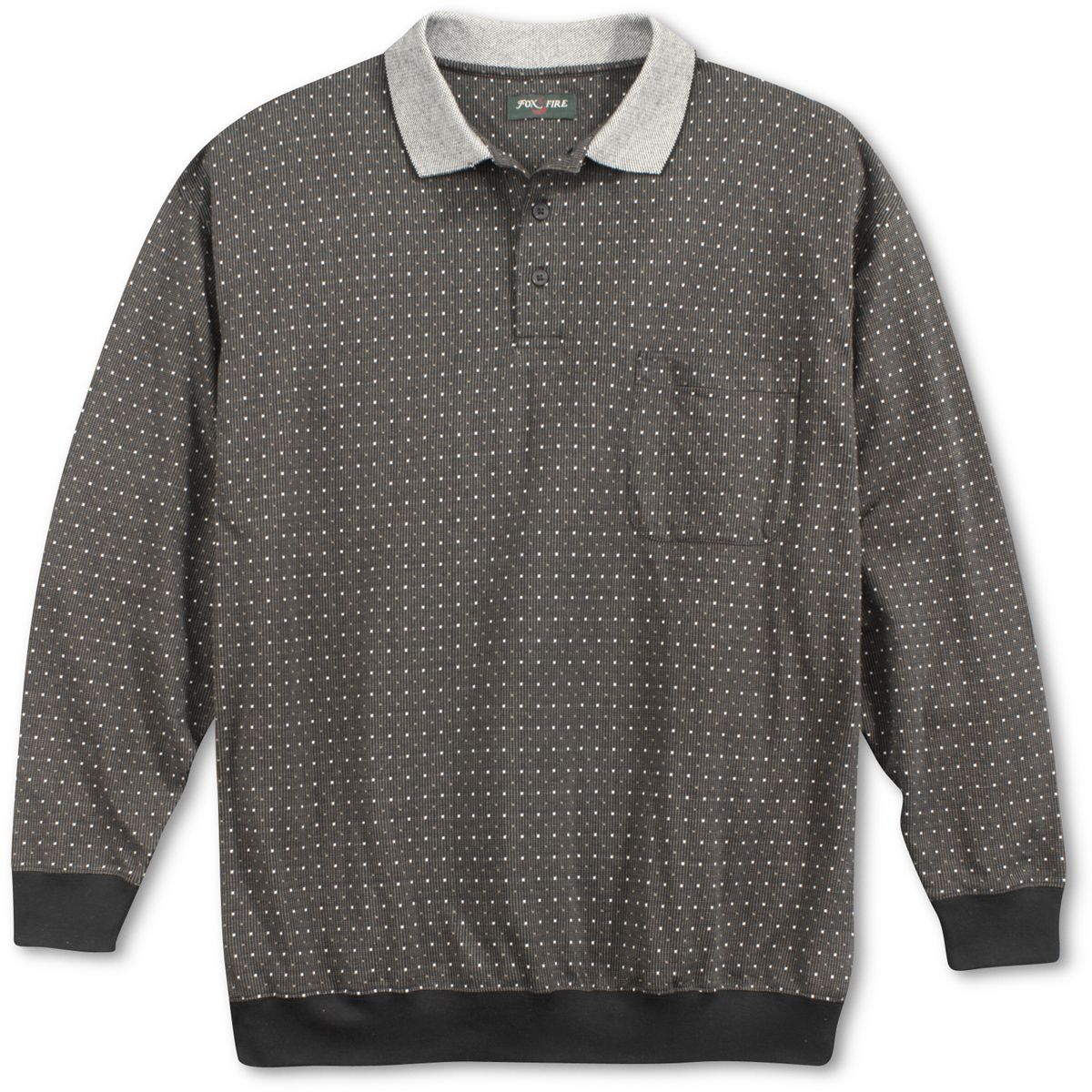 Foxfire Long Sleeve Banded Bottom Dotted Polo