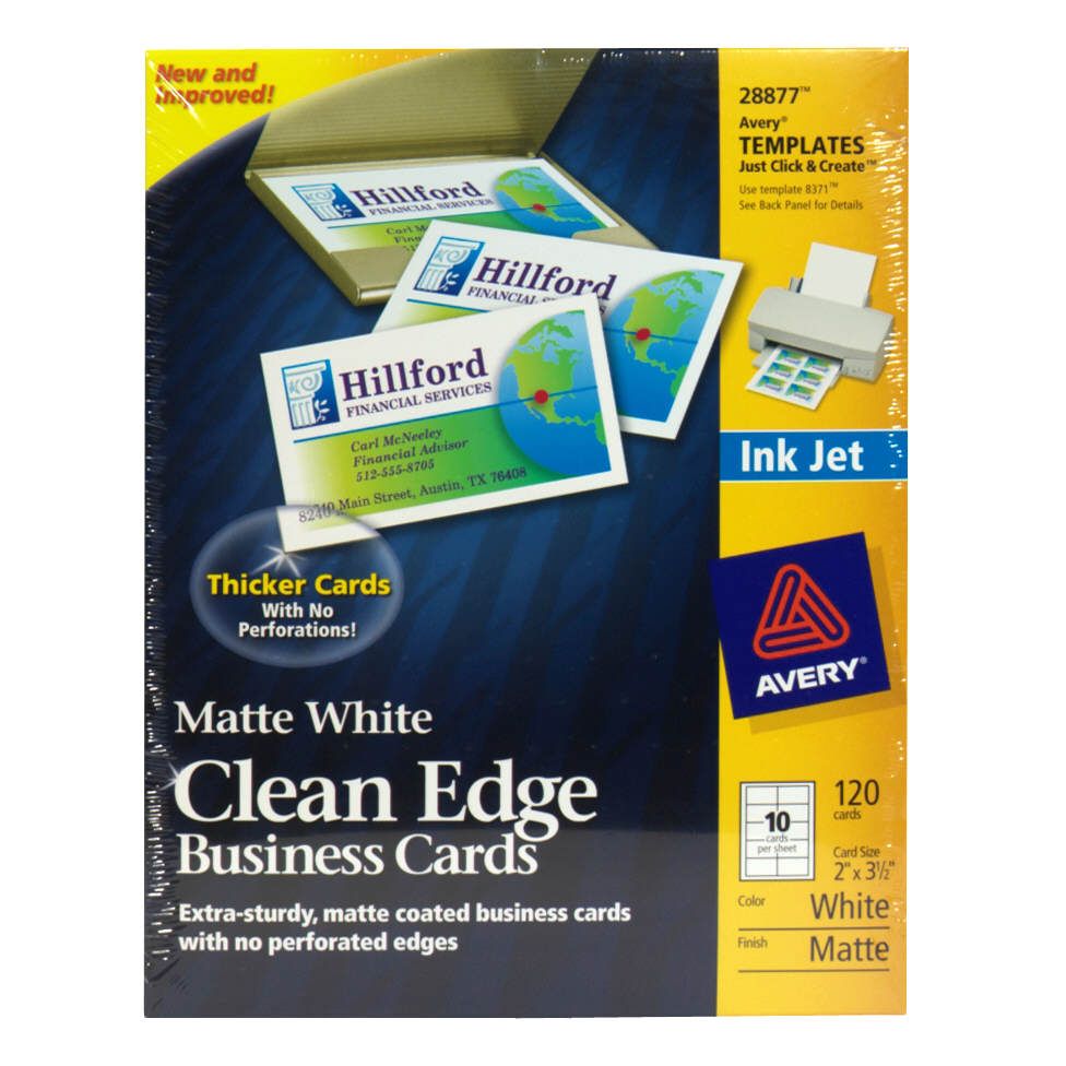 Avery 25009911 Business Cards Matte White Clean Edge