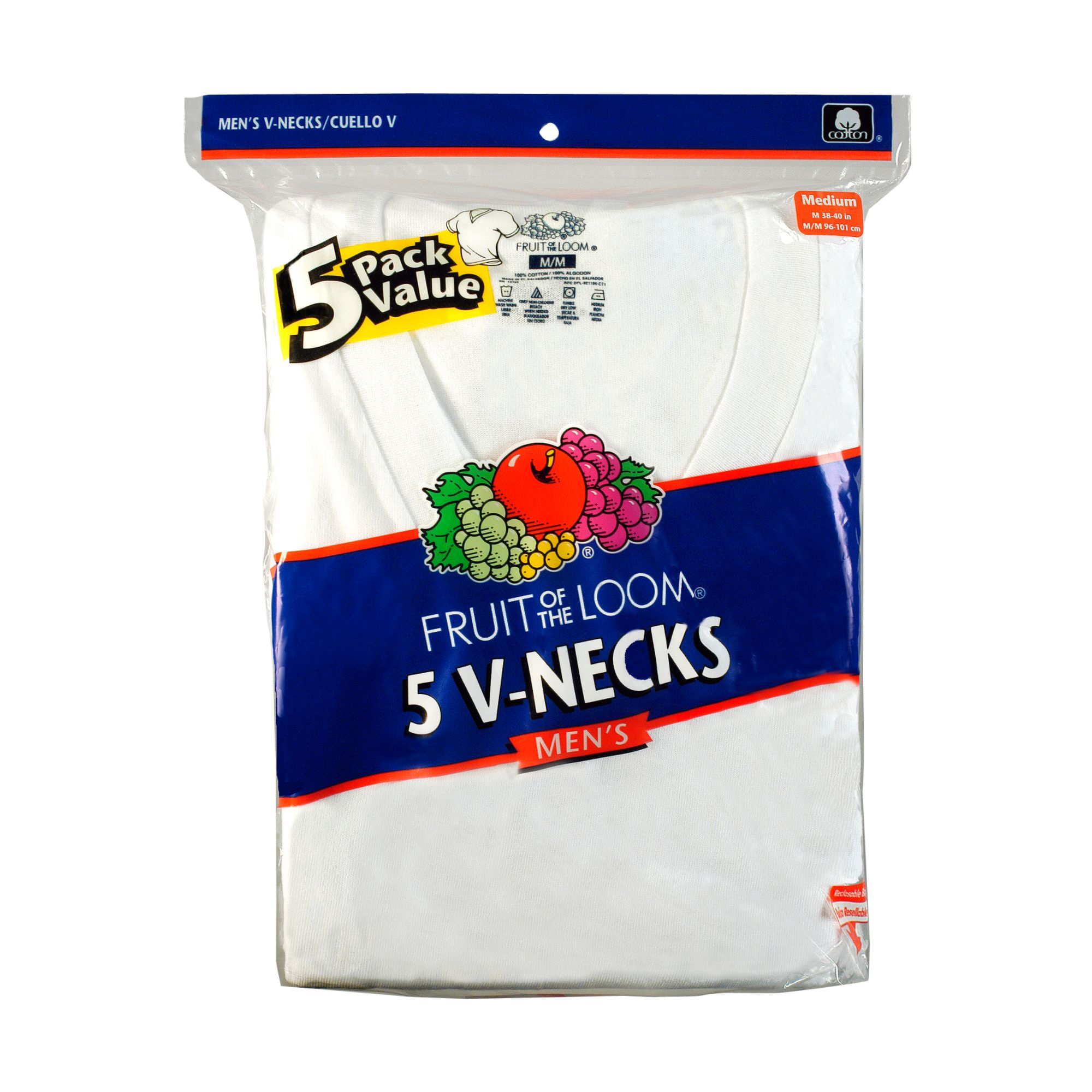 Fruit of the Loom Men's V-Neck Tee - White 5 pack