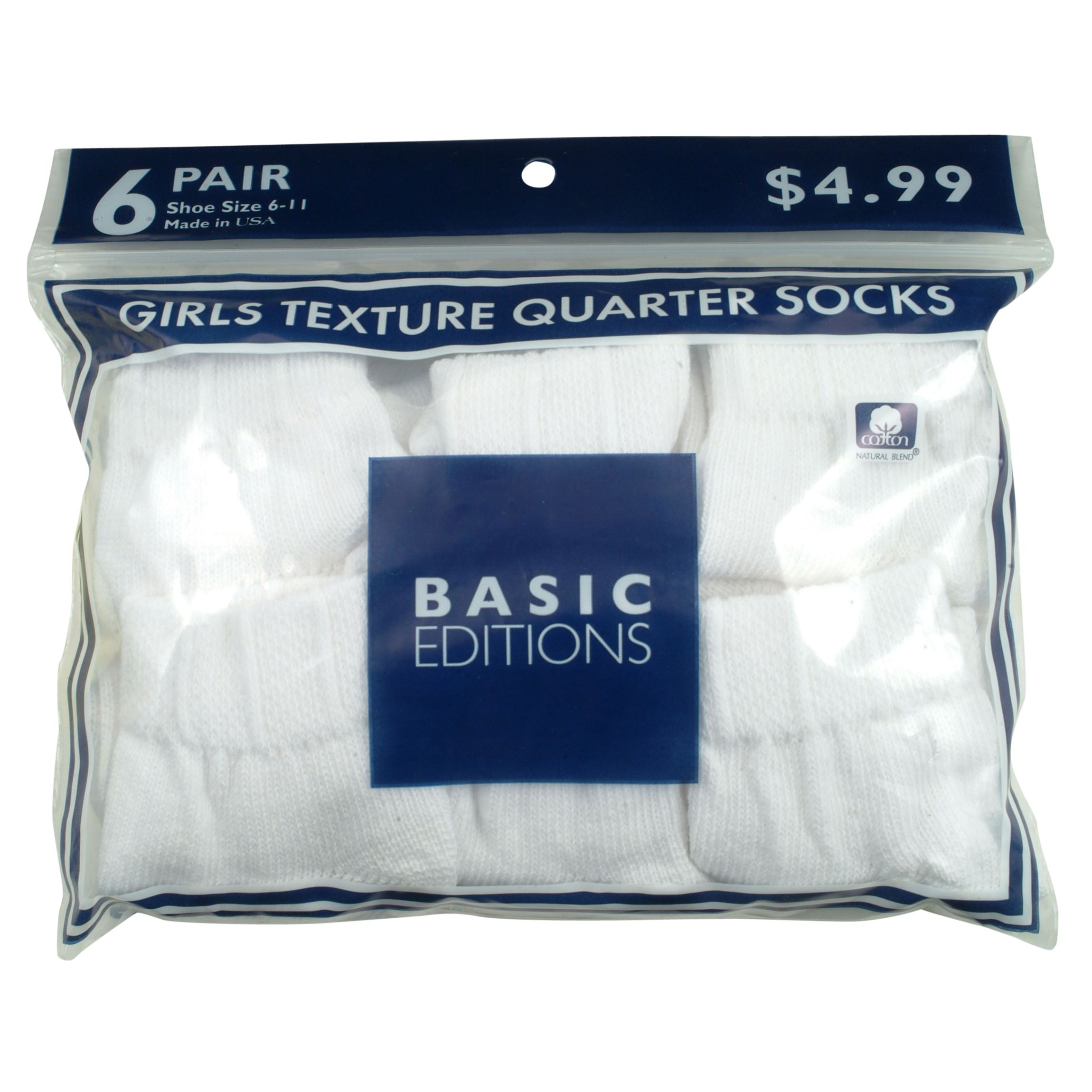 Basic Editions Girl&#39;s Casual Bobby Socks - White