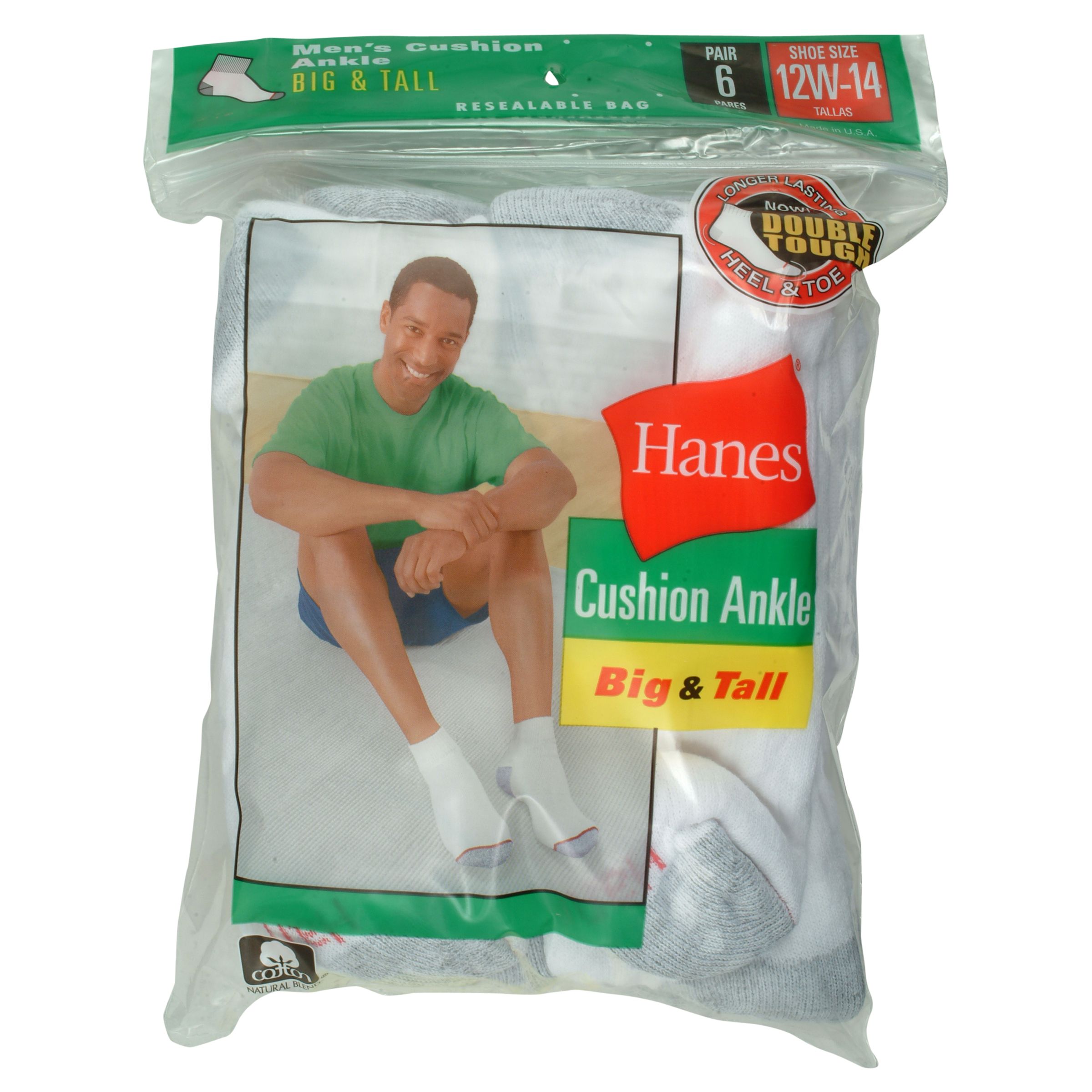Hanes Men's Quarter Length Sport Sock 6 Pair pk