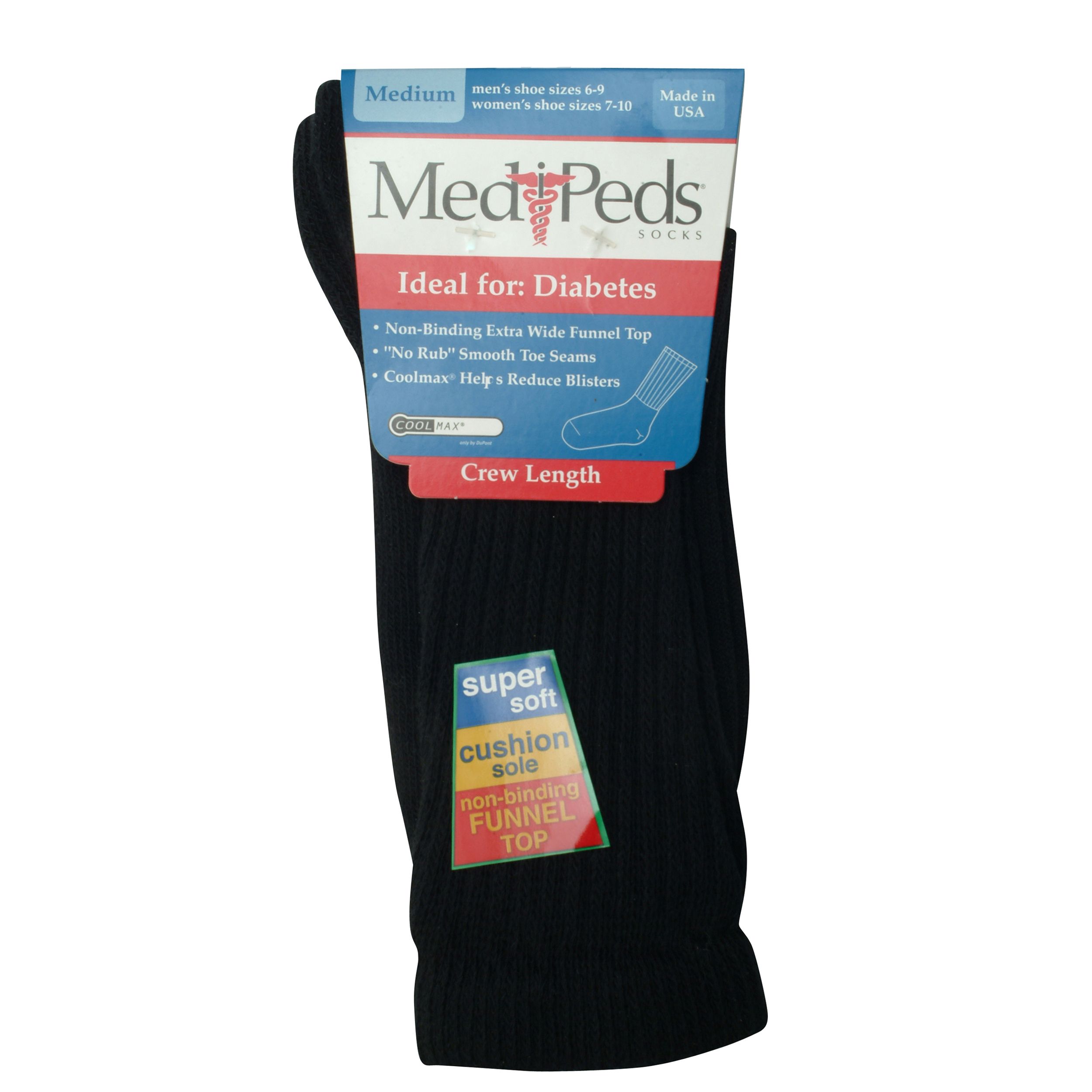 MediPeds Diabetic Crew Sock - 1 pr