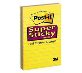 Post-it 14437811 Super Sticky Lined Notes Assorted Colors 4 x 6