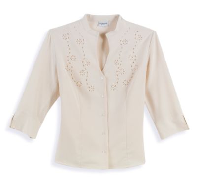 Covington 3/4 Sleeve Embroidered Poly Blouse