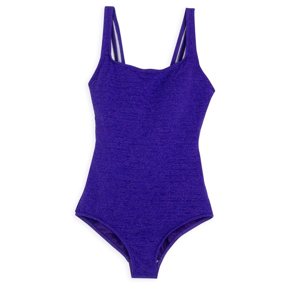 Reebok Poly Solids 1 Piece Scoop Neck Tank Soft Cup Swimsuit
