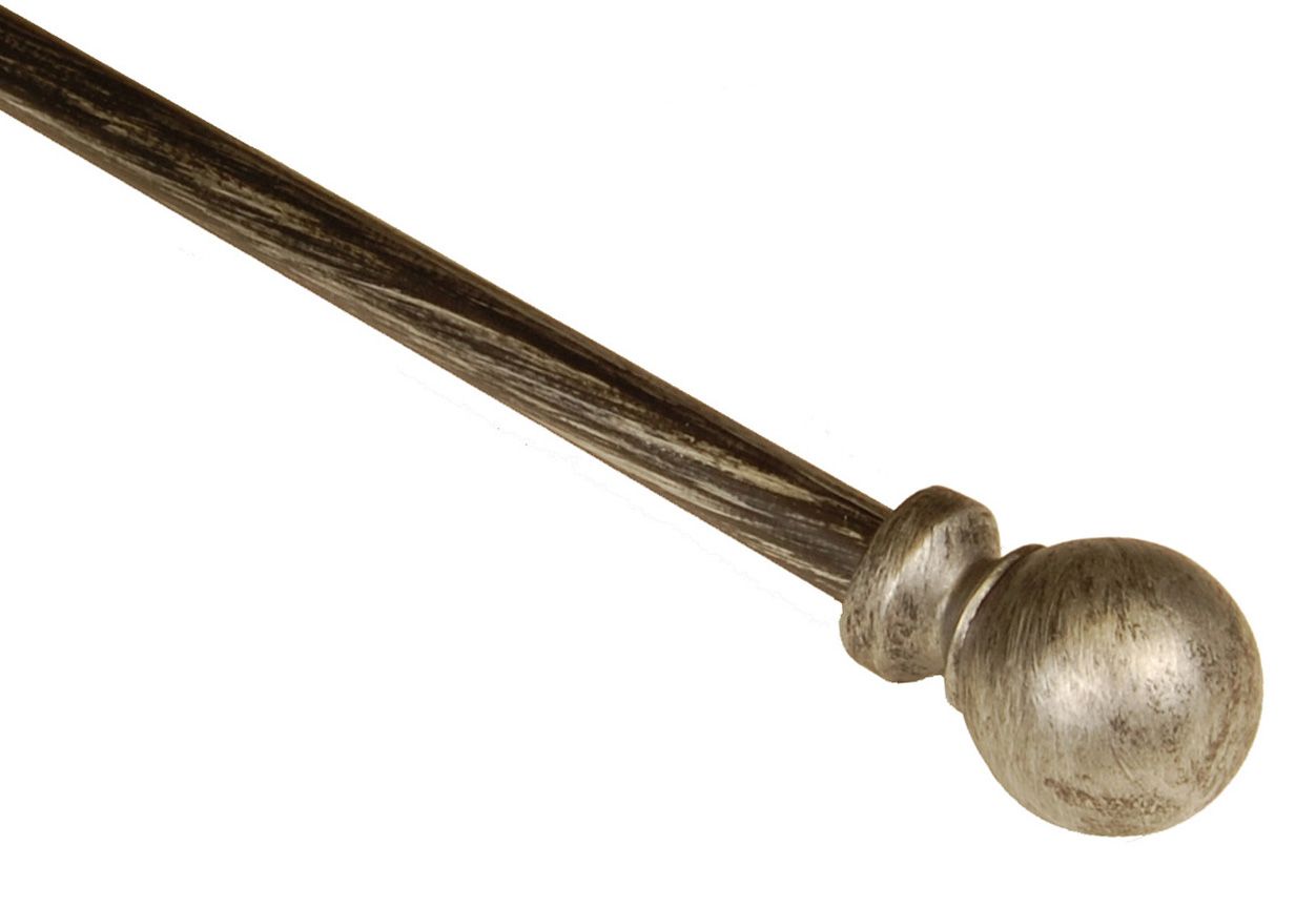 BCL Classic Ball Curtain Rod, Antique Silver Finish, 28-inch to 48-inch