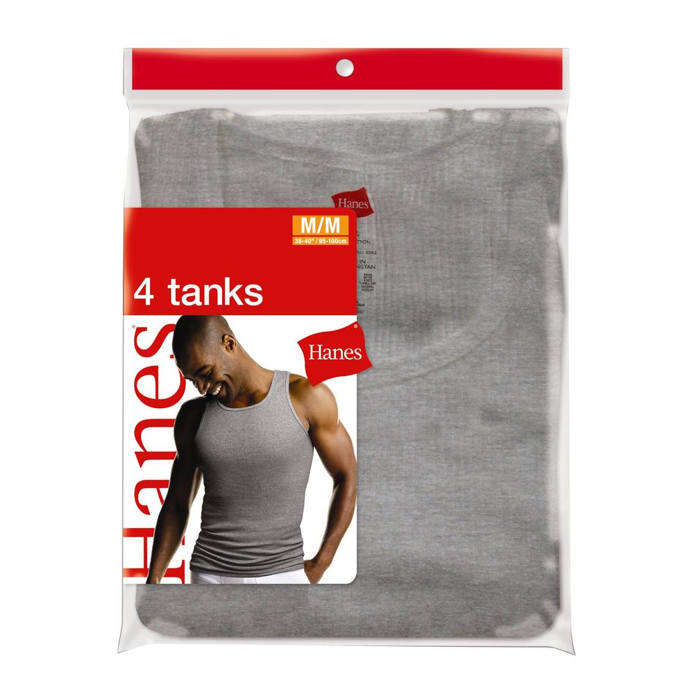 Hanes Men's A-shirt - Black/Grey 4 pack