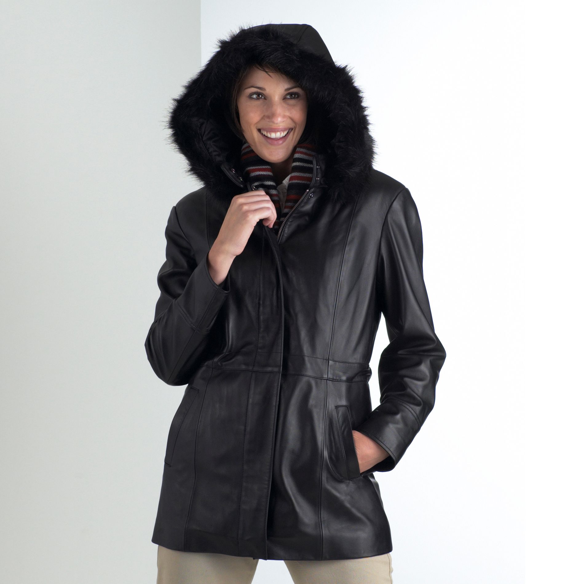 Covington Women's Plus Anorak Faux Fur Hood