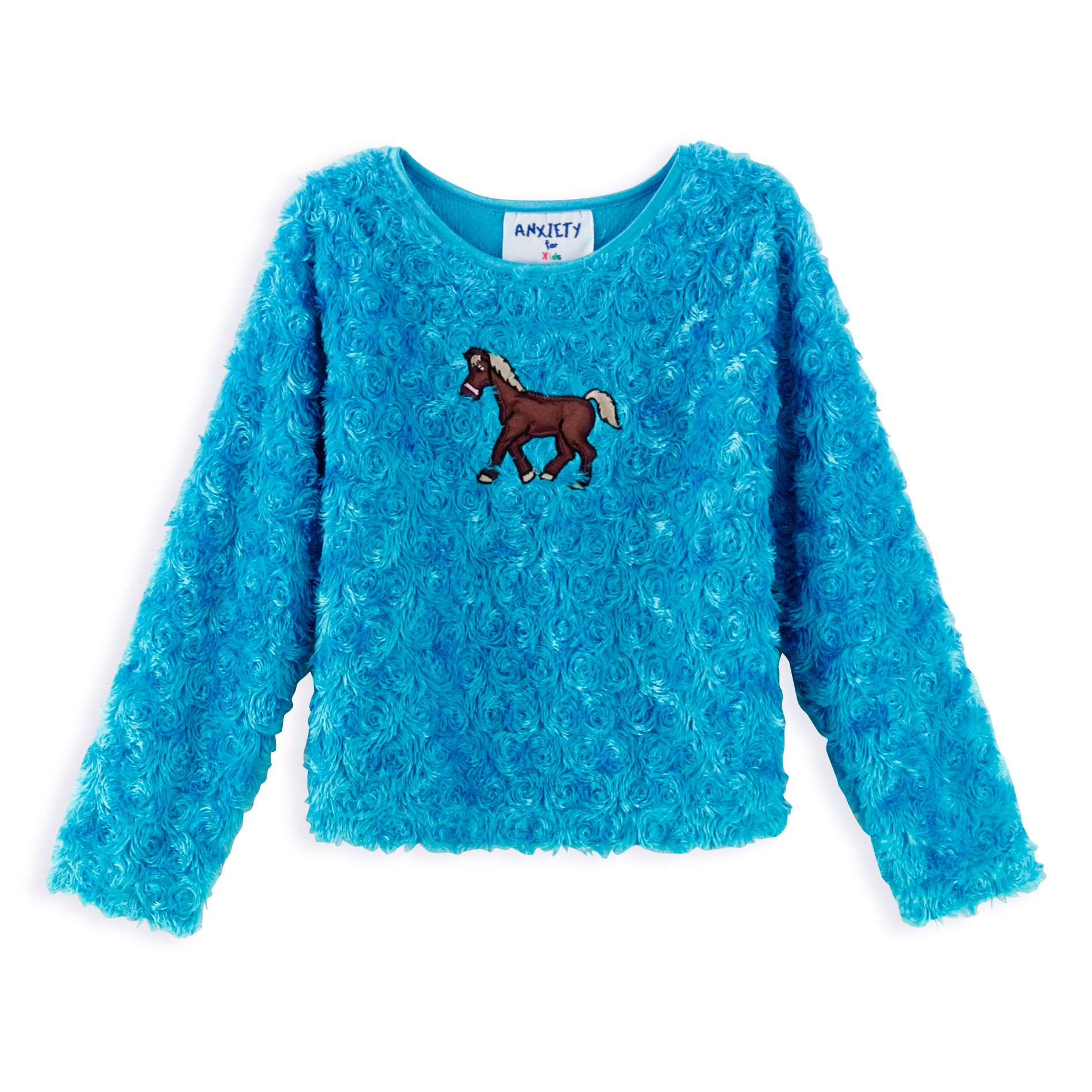 Anxiety Girl&#39;s 4-6X Long Sleeve Poodle Top with Horse Applique