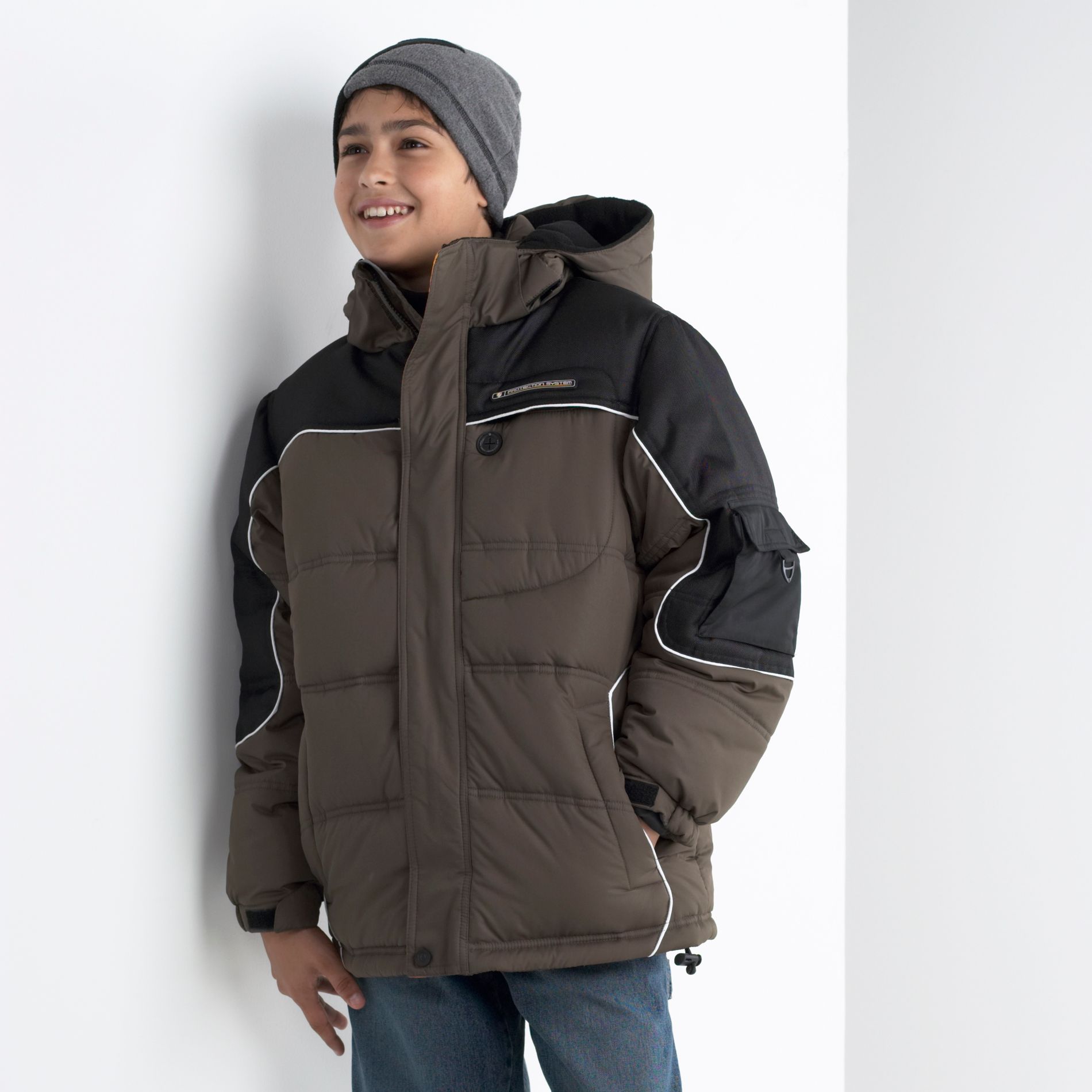 Protection System Boy&#39;s Husky Hooded Pieced Bubble Jacket