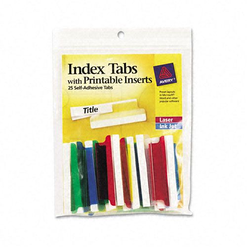 Avery AVE16239 Self-Adhesive Plastic Tabs with Printable Inserts