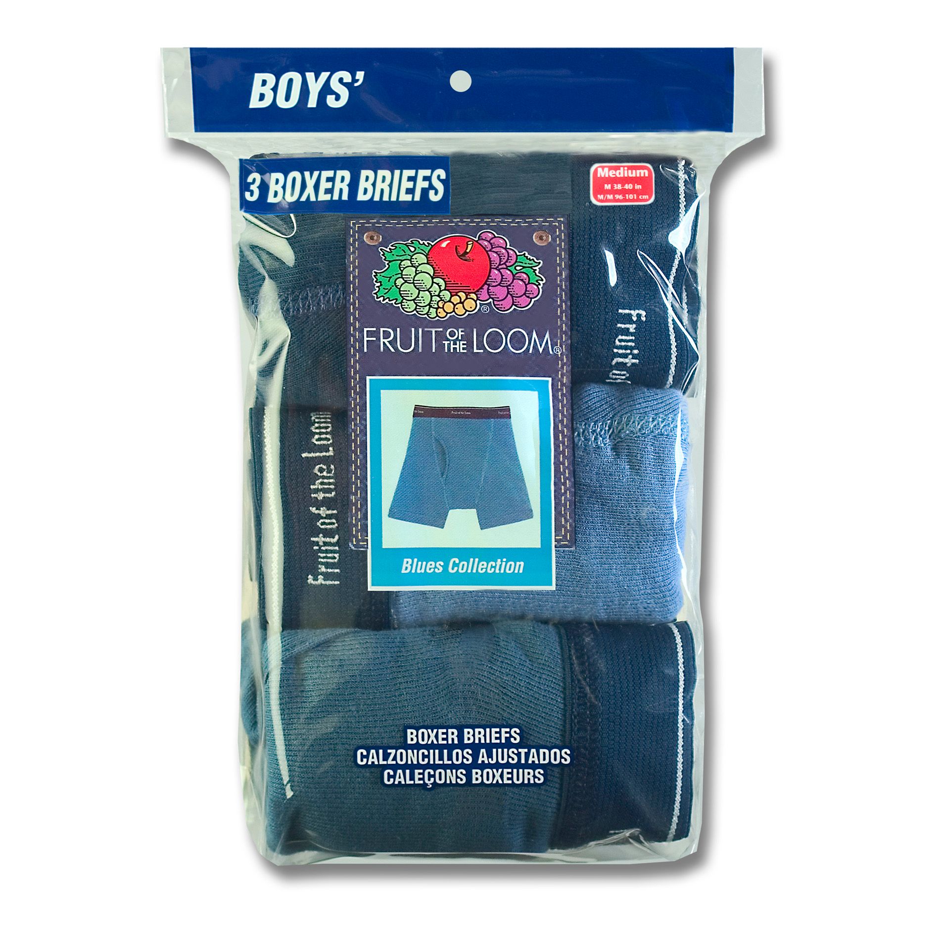 Fruit of the Loom Boy&#39;s Blues Boxer Briefs - 3 Pack