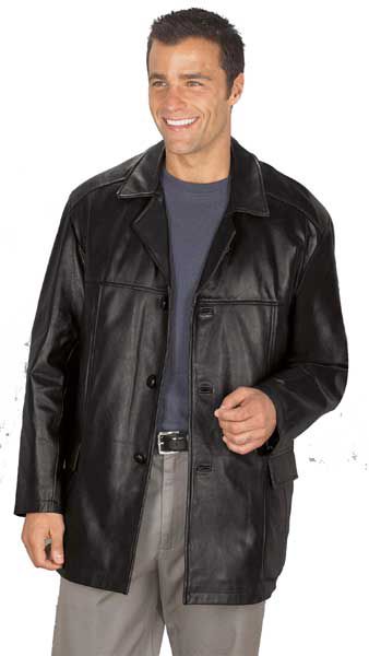 Excelled Men's Classic Three Button Lambskin Car Coat