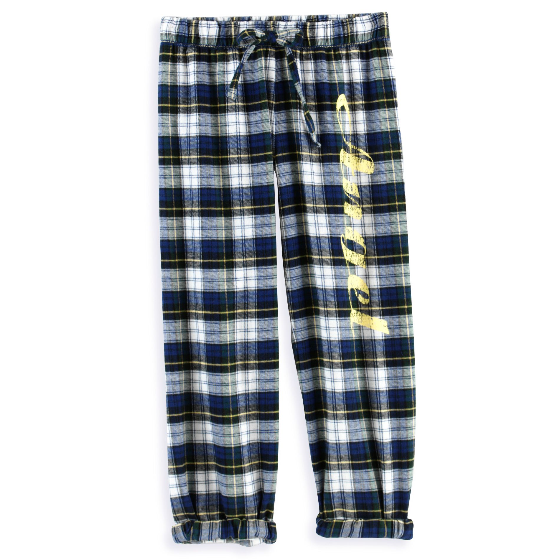 Rock & Rose Girl&#39;s 7-16 Plaid Flannel Roll Cuff Pant with "Angel" Screen