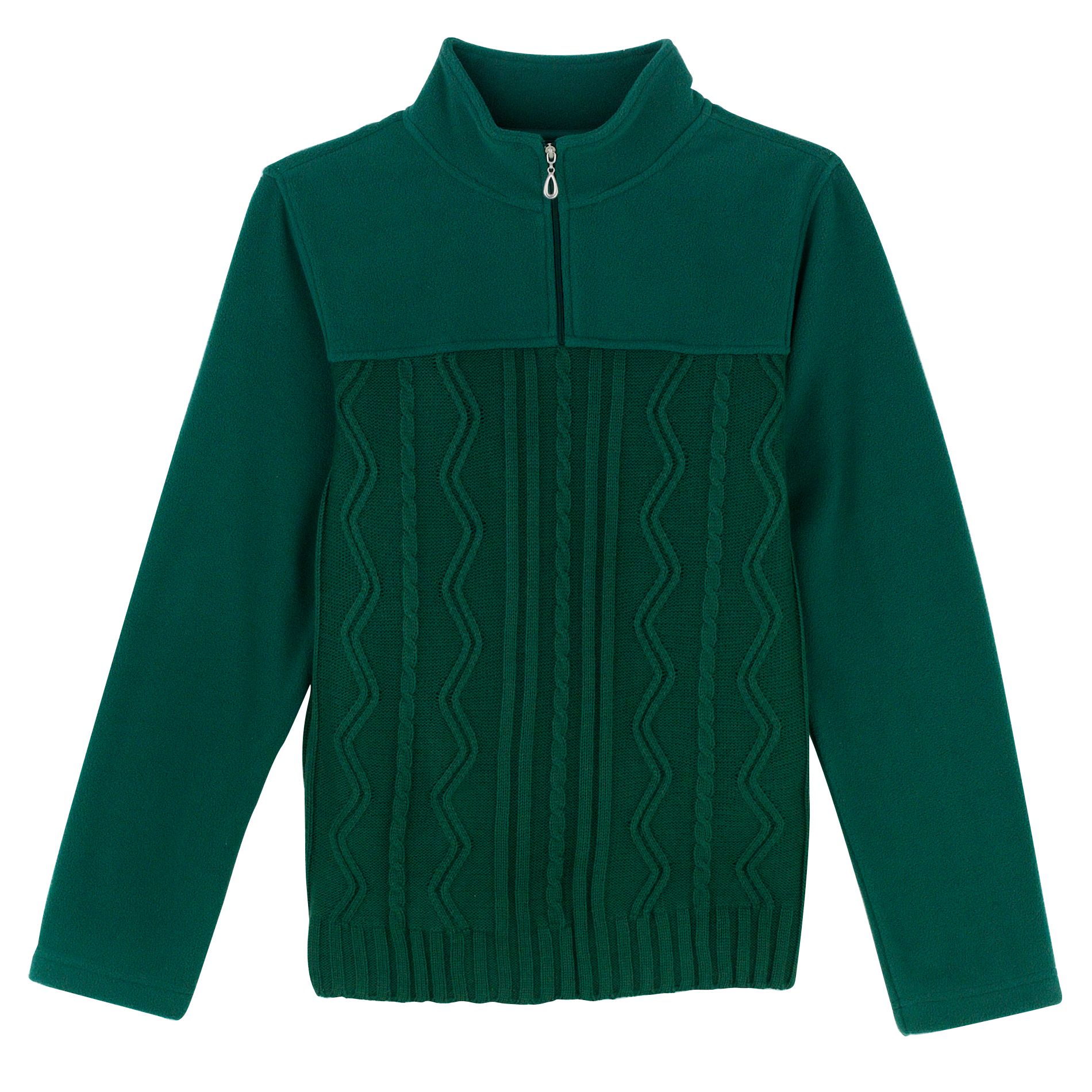 Basic Editions Women&#39;s Brushed Fleece Zip Front Sweater