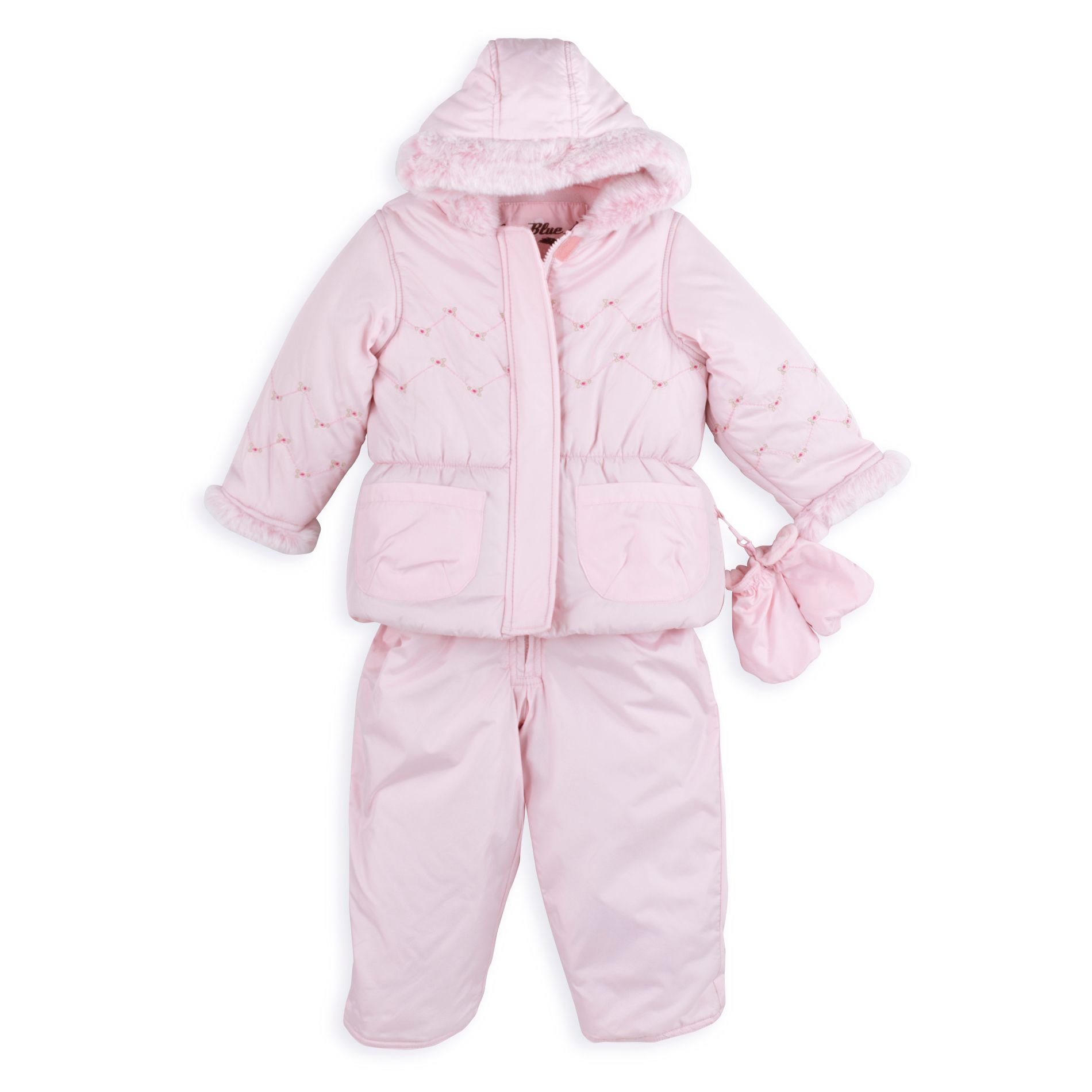 Falcon Blue Toddler Girl&#39;s Heavy-Weight Hooded Jacket and Bib Style Snow Pants