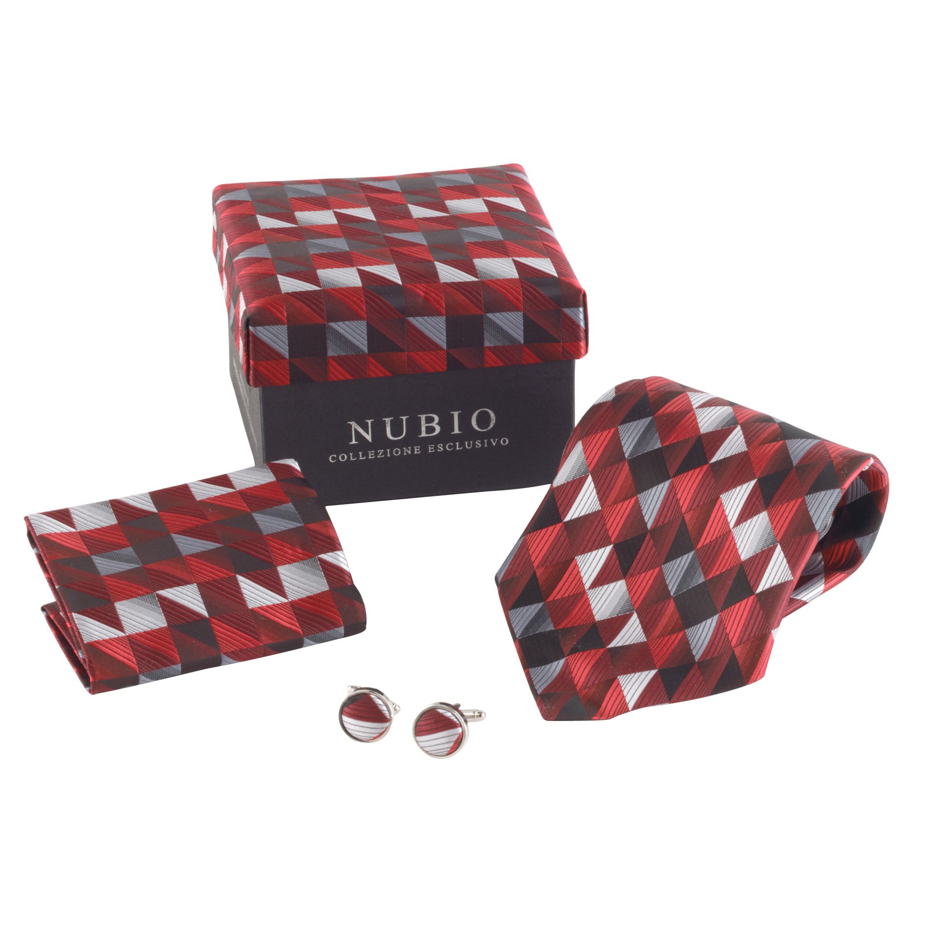 Nubio Tie Boxed Set With Pocket Sqaure and Cufflinks