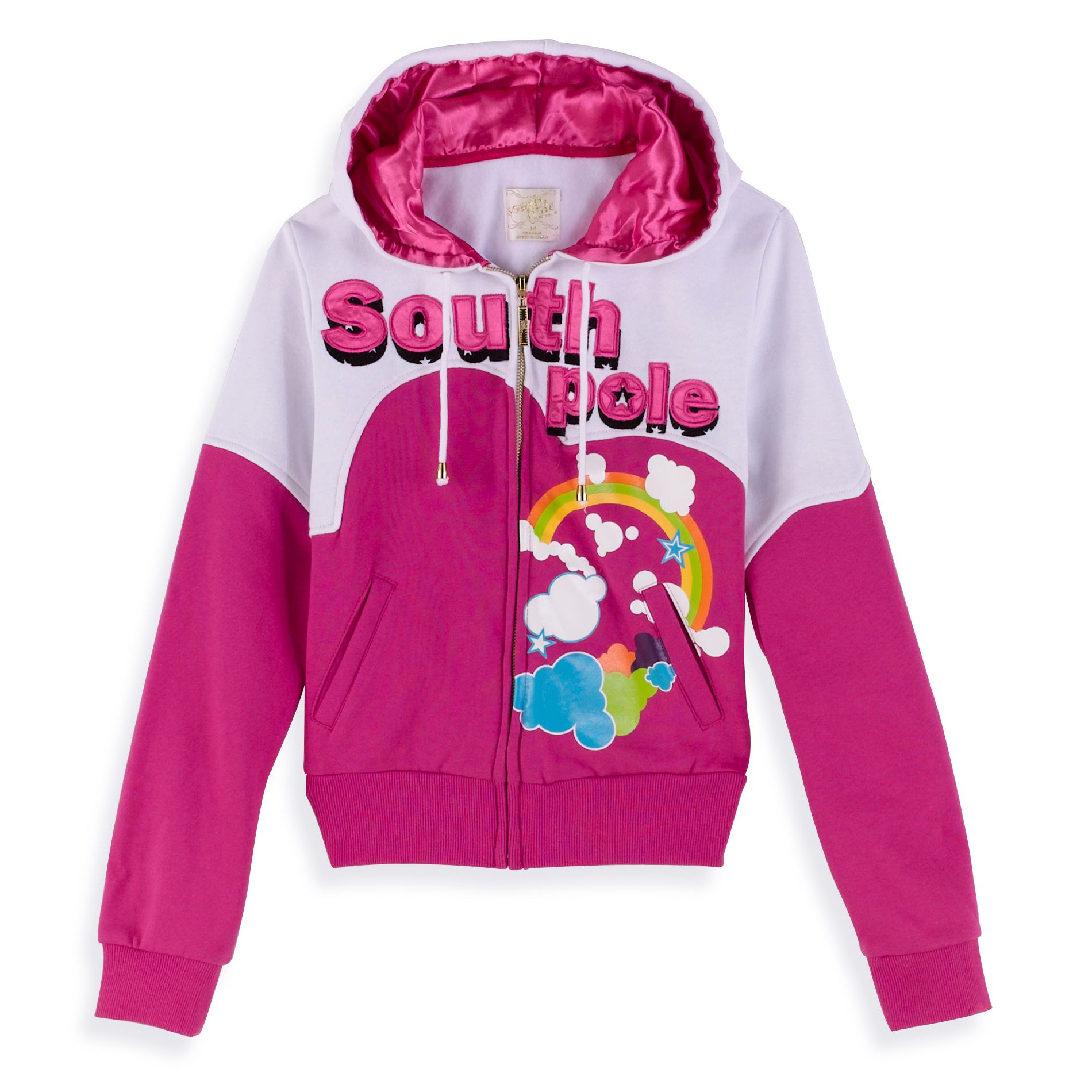 Southpole Zip Front Hoodie Rainbow Embroidery