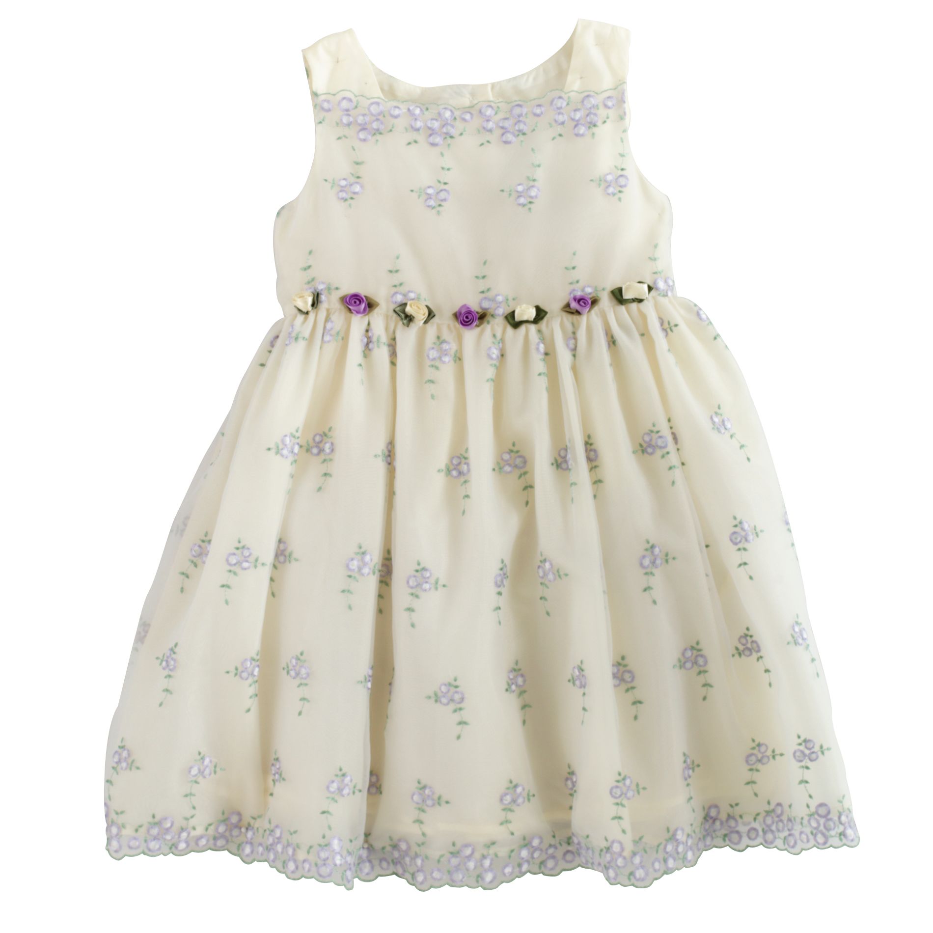 Basic Editions Girl's Sleeveless Chiffon Dress with Rosettes