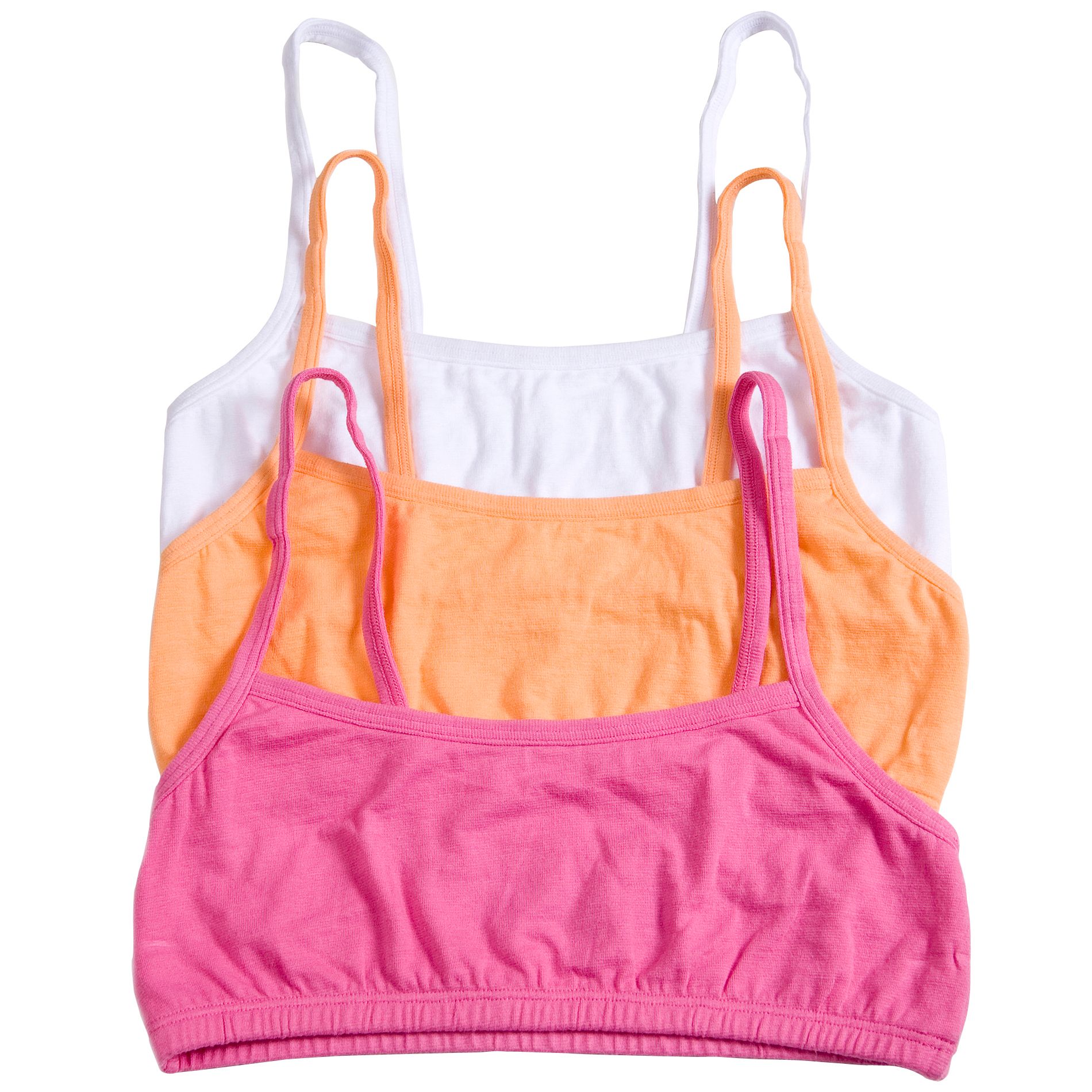 Fruit of the Loom Girl&#39;s 3 Pack Spaghetti Strap Sports Bra - Assorted