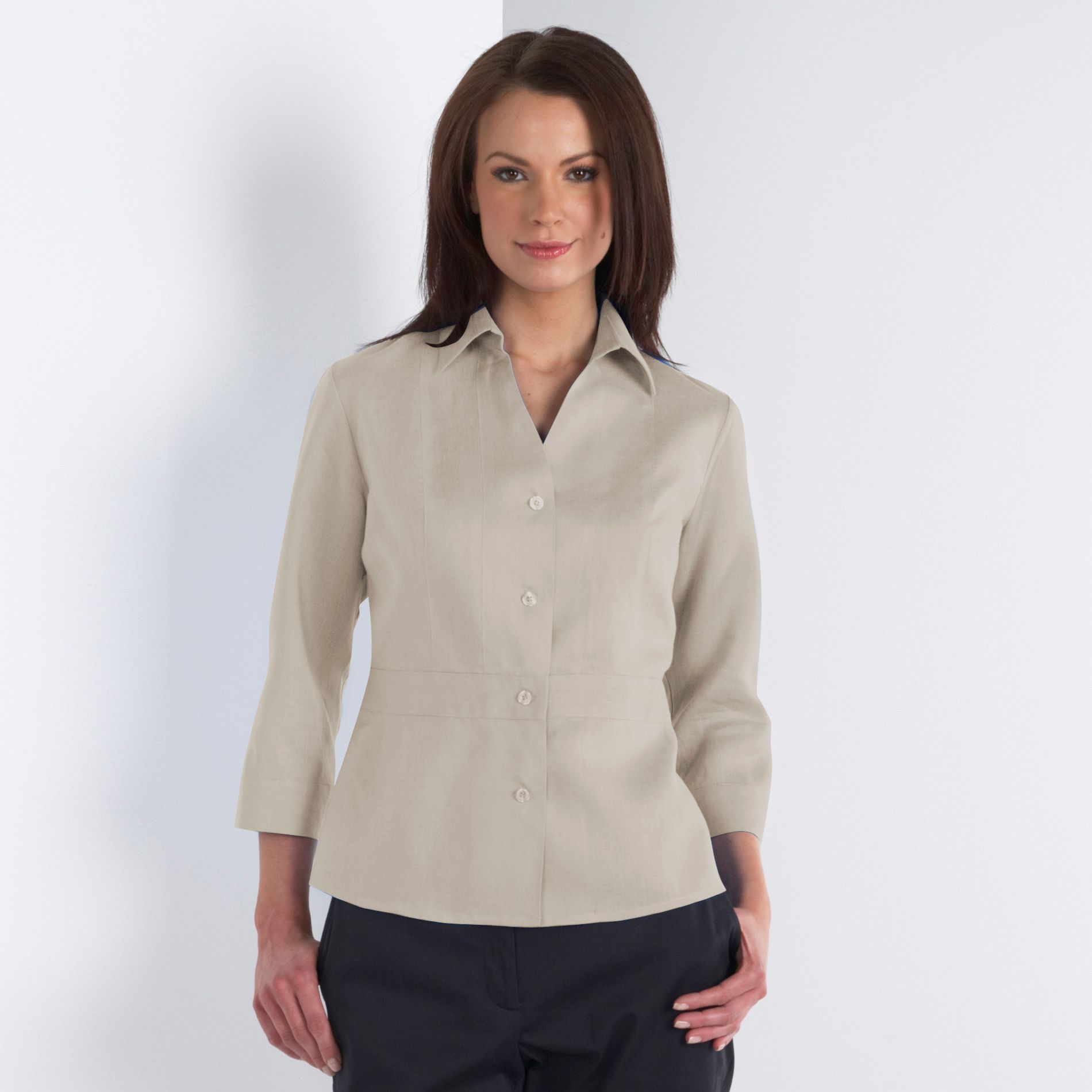 Covington Petite 3/4 Sleeve Linen Shirt