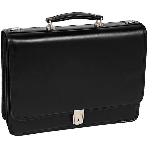 McKlein® Lexington 83545 black flapover double compartment briefcase