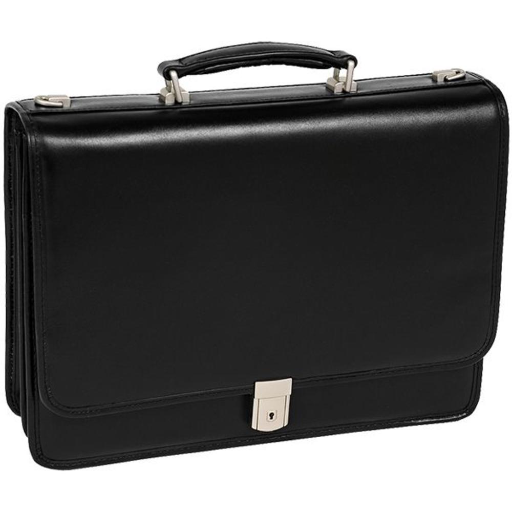 McKlein&reg; Lexington 83545 black flapover double compartment briefcase