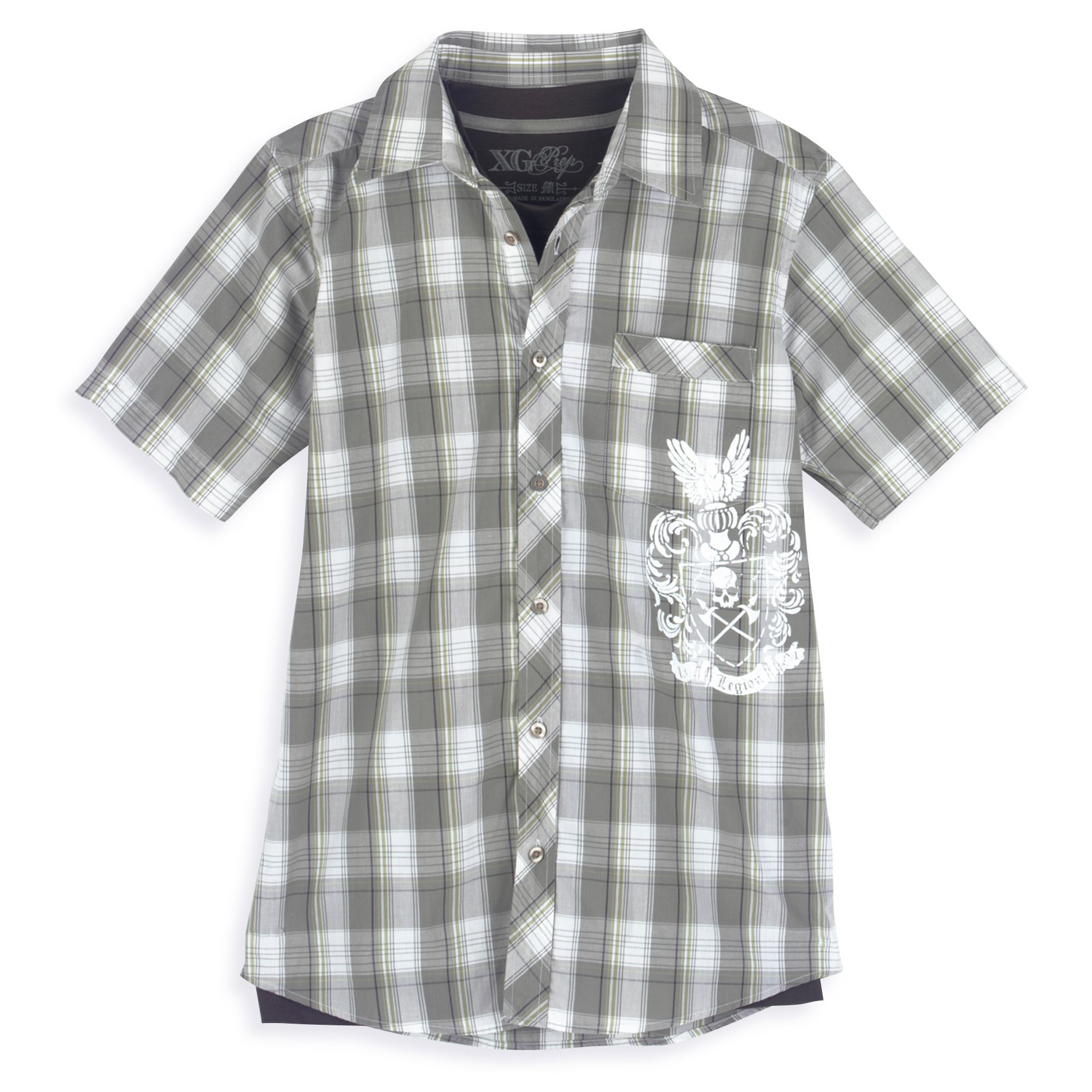 Extreme Gear Boy&#39;s 8-20 Short Sleeve Layered Plaid Woven Shirt