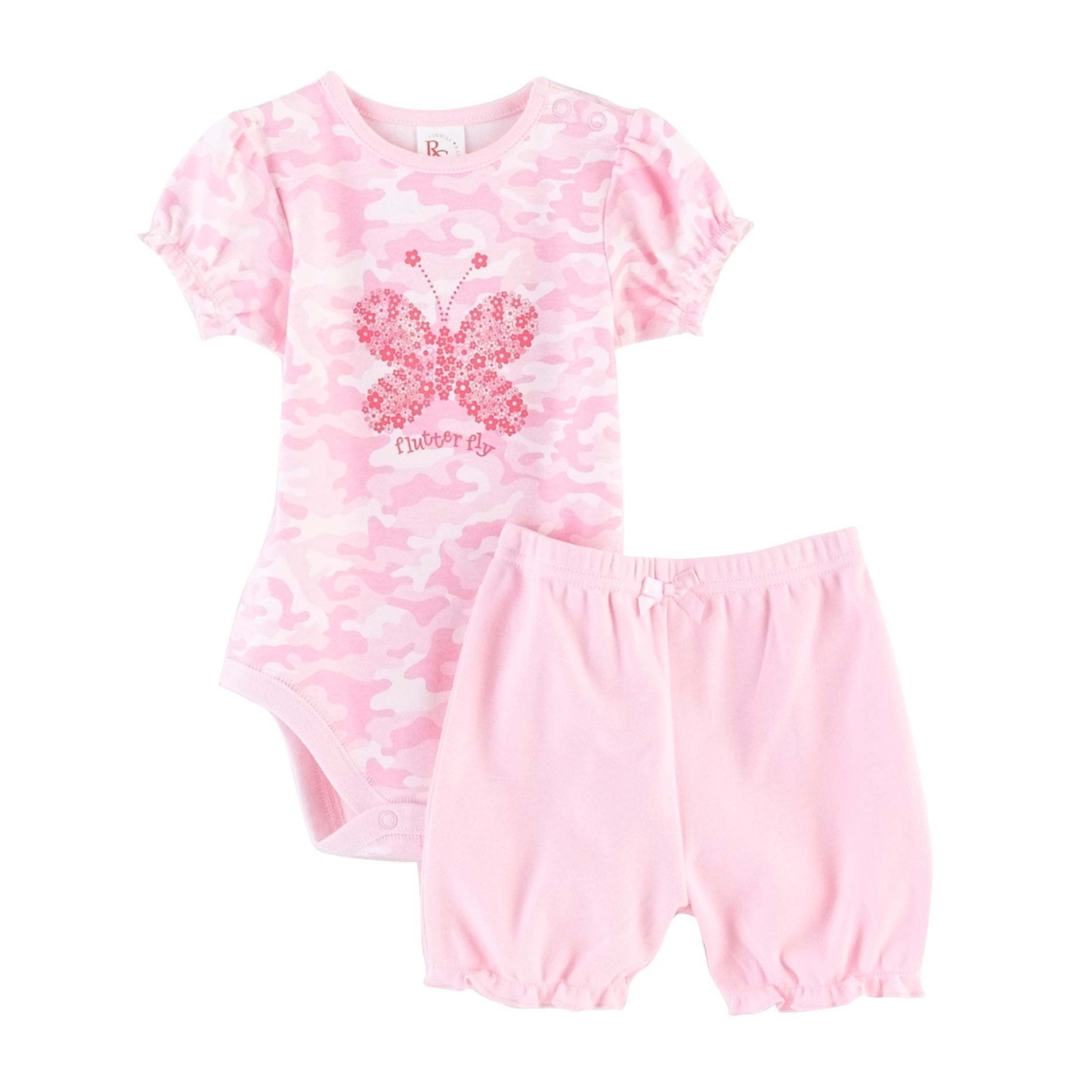Small Wonders Newborn Girl&#39;s Camouflage Ruffle Shorts Set