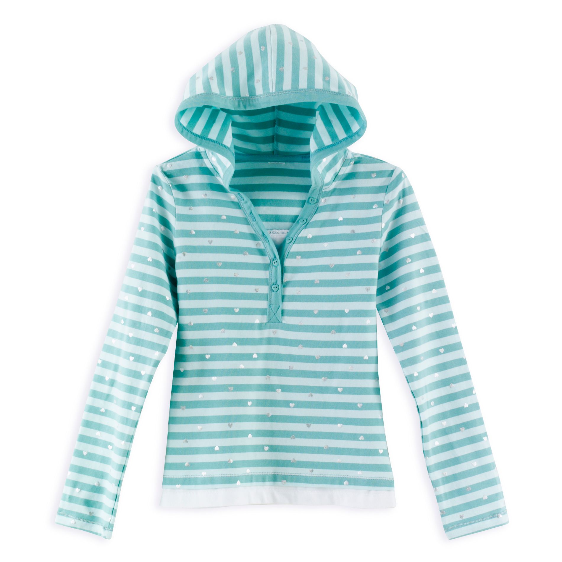 Personal Identity Girl&#39;s 7-16 Long Sleeve Hooded Layered Top