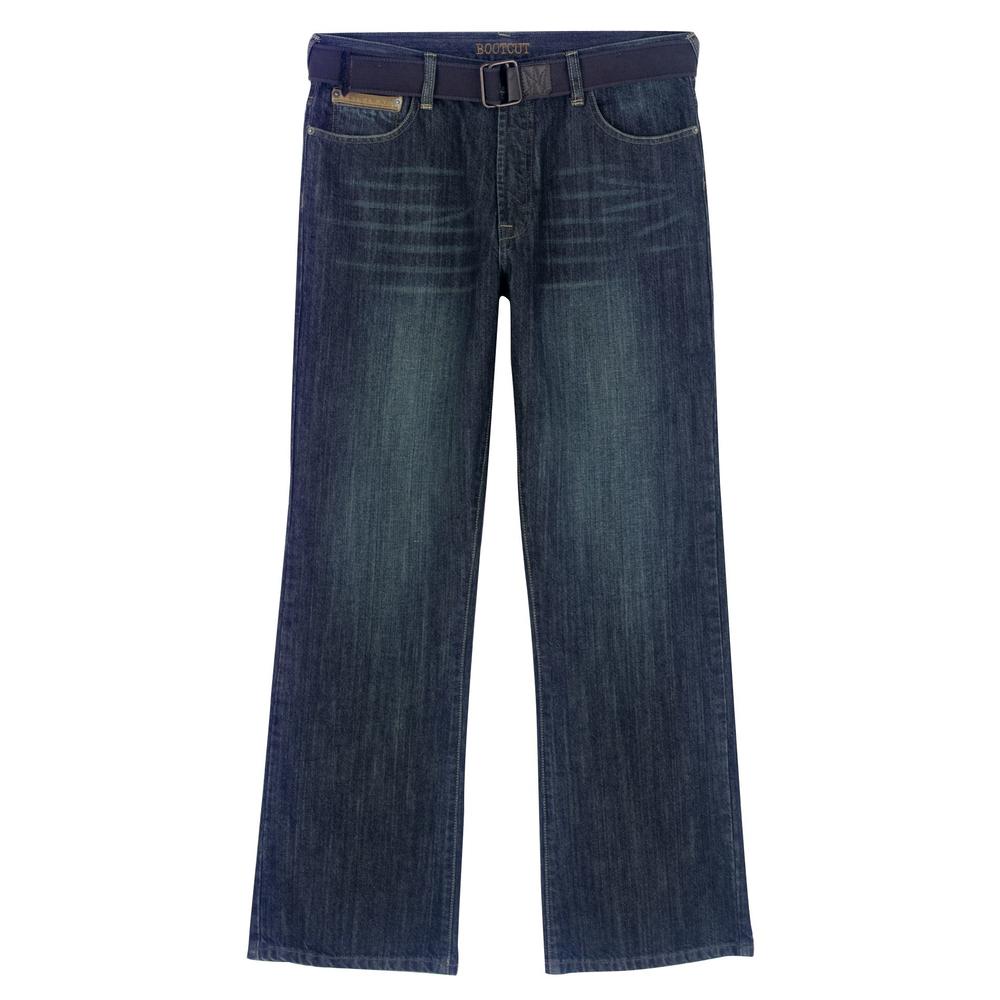 Route 66 Men&#39;s Multi Pocket Boot Cut Jeans Pant With Belt
