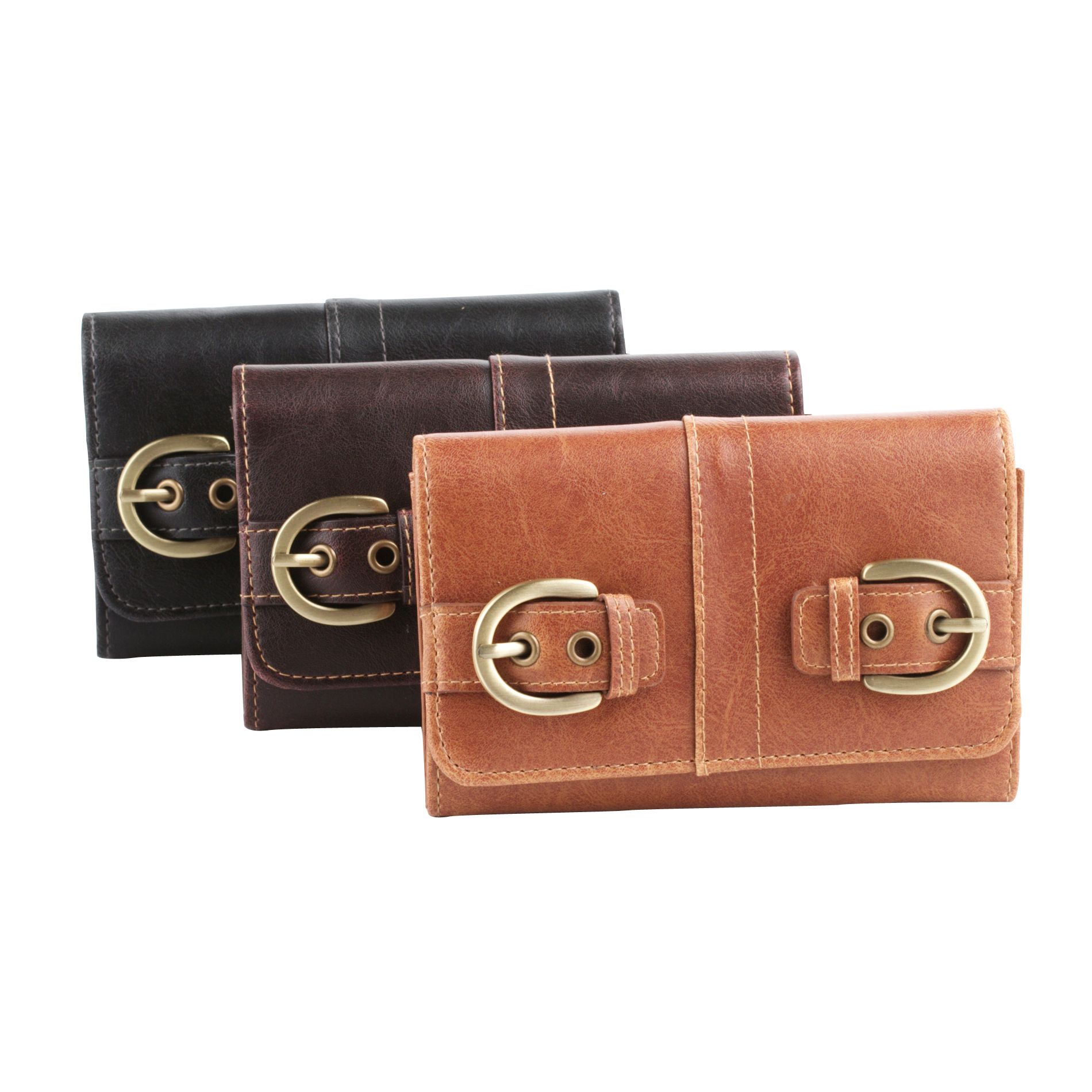 Accessories Double Buckle Trifold Wallet