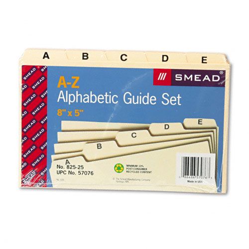 Smead SMD57076 Card Guides, Alpha, 1/5 Tab, 5 x 8, 25/Set