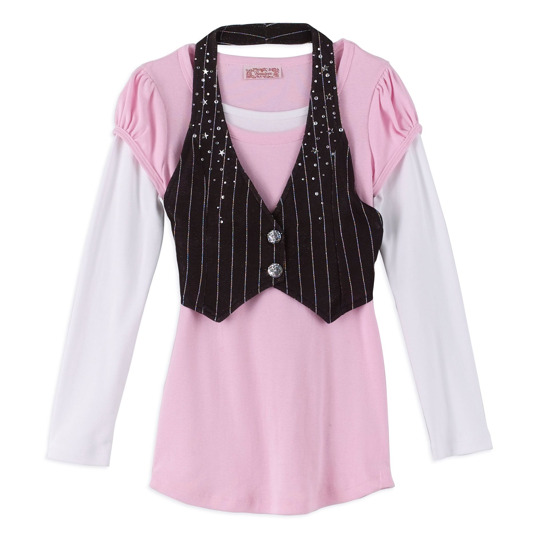 Knitworks Girl&#39;s 7-16 Long Sleeve Top with Vest