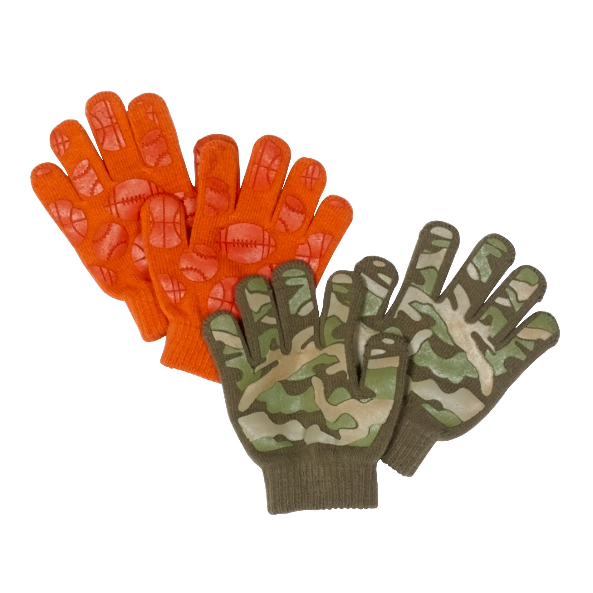 WonderKids Toddler Boy&#39;s 2-Pack Sport Camouflage Gripper Gloves