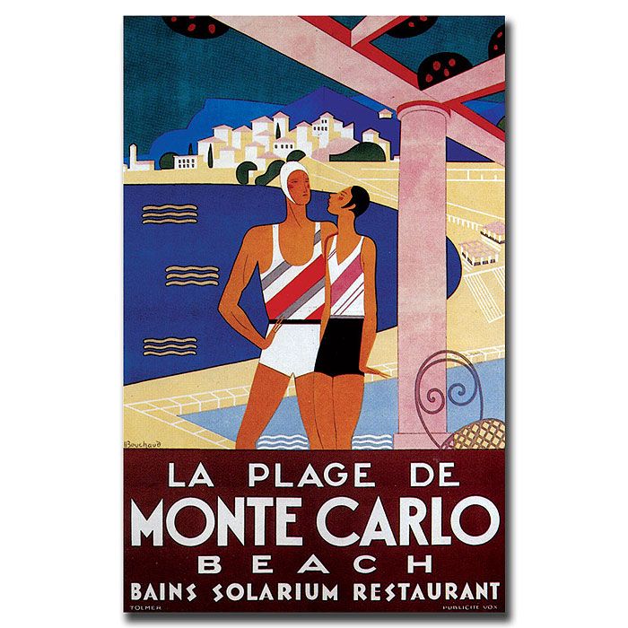 Trademark Global 16x24 inches "La Plage de Monte Carlo Beach" by Phillipe Bouchard