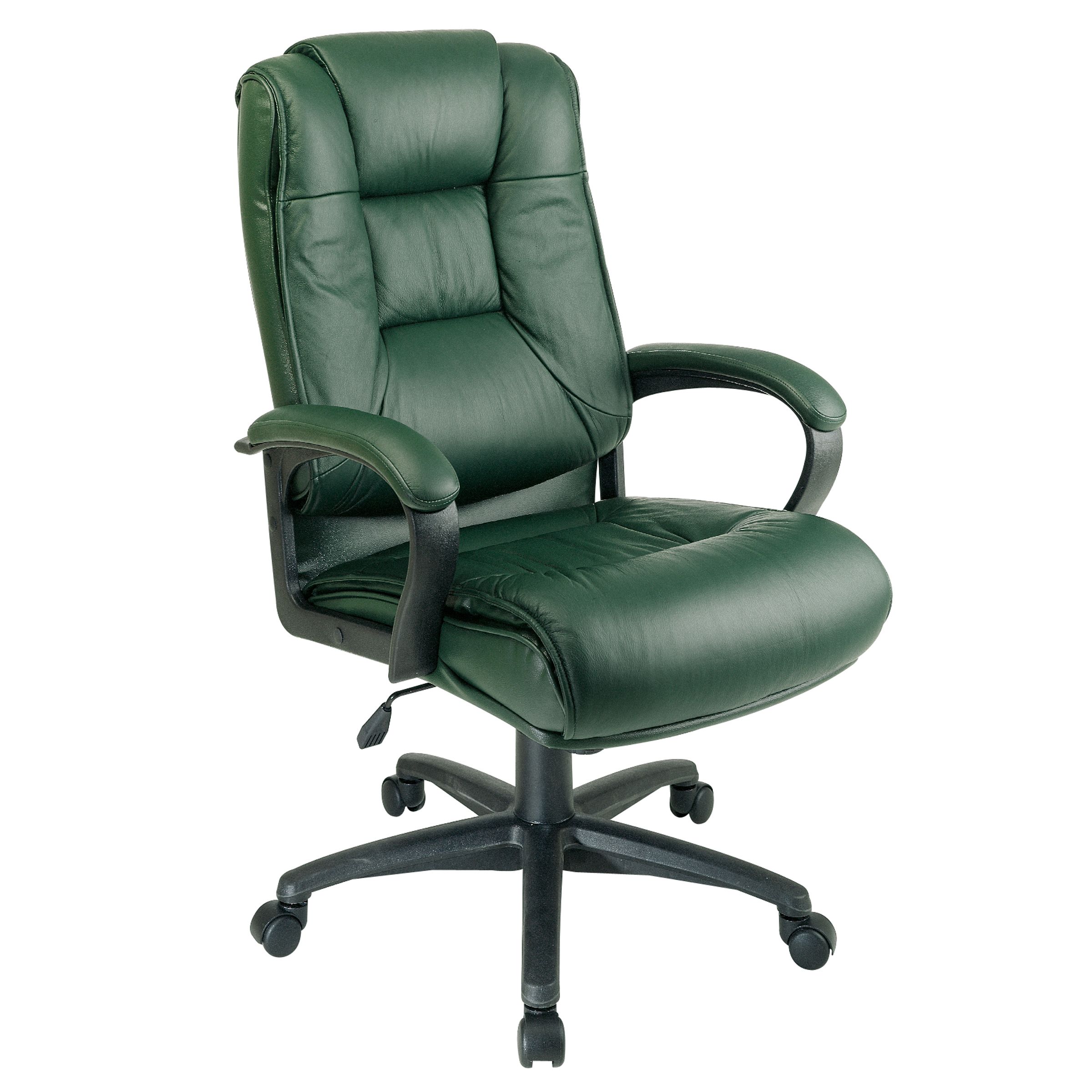Office Star Deluxe High-Back Adjustable Executive Leather Chair - Green