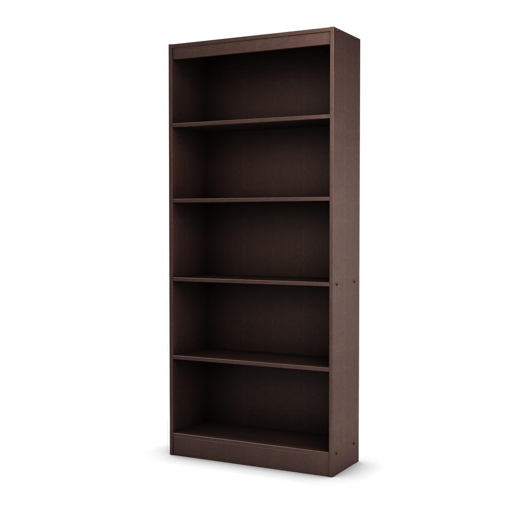 South Shore Essentials Collection Five Shelf Bookcase, Chocolate