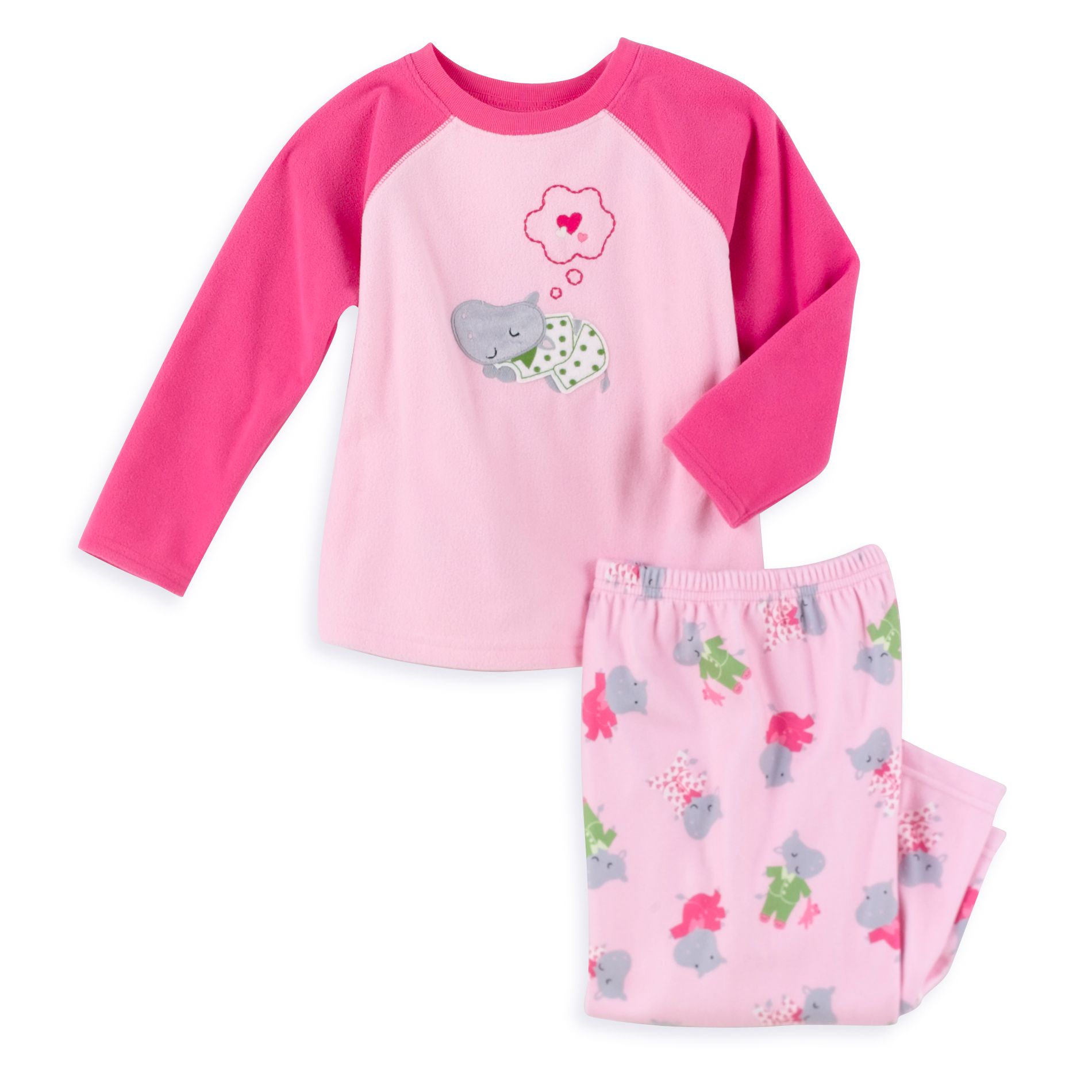 Carter's Toddler Girl's 2Piece Fleece Hippo Pajamas