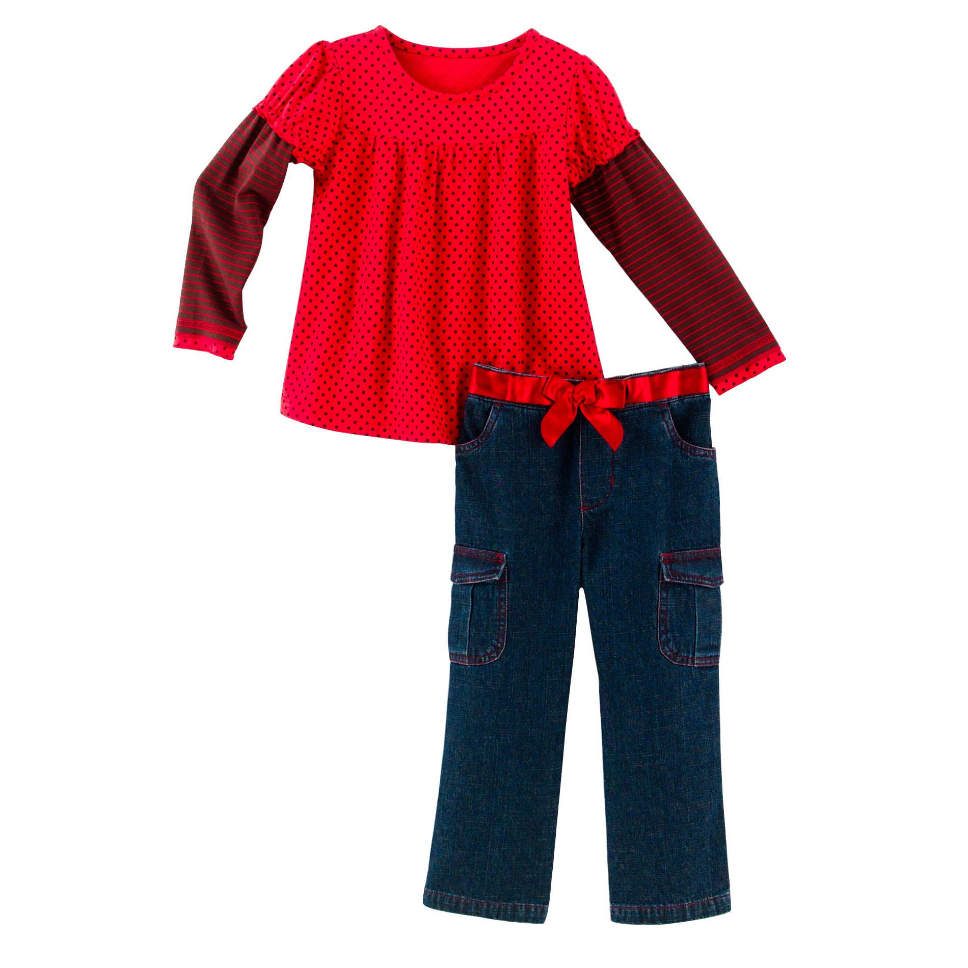 WonderKids Infant Girl&#39;s Jersey Denim Pant Set