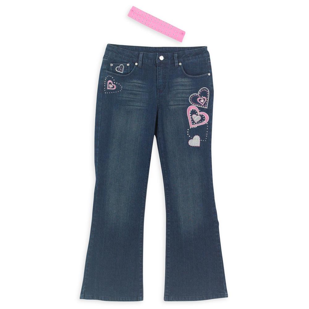 Canyon River Blues Girl&#39;s Plus Heart Pocket Laceup Jean with Matching Headband