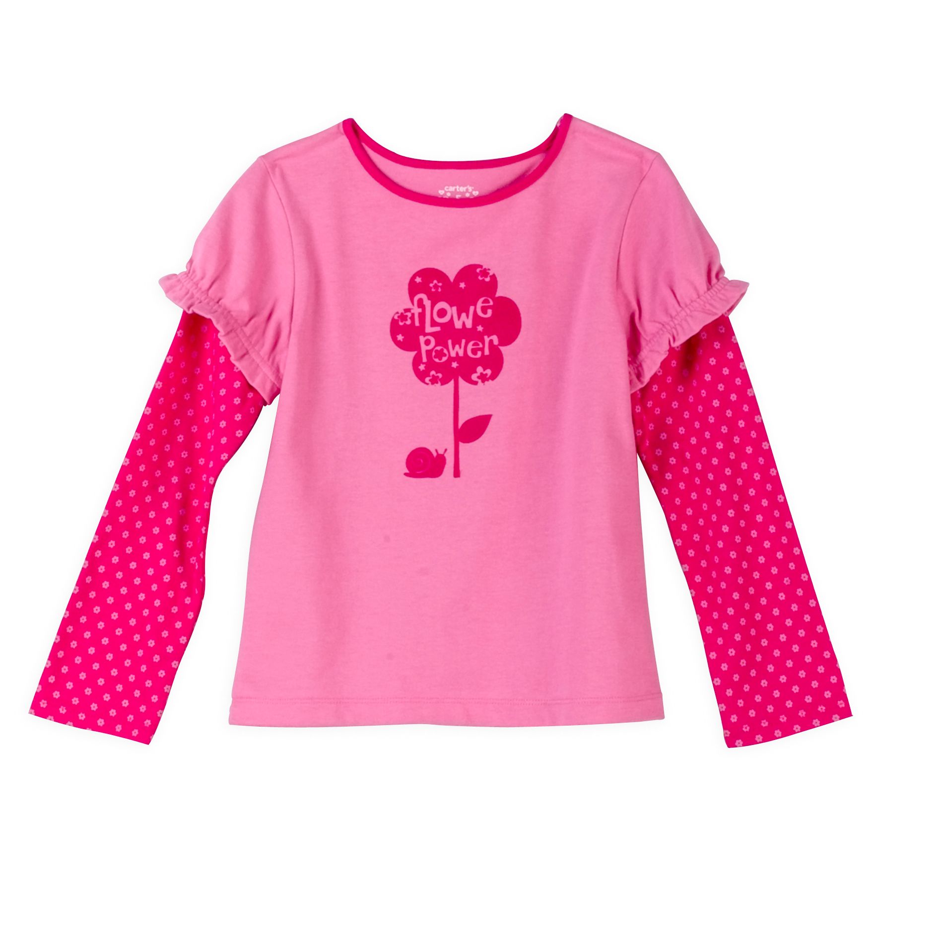 Carter's Girl&#39;s 4-6X Long Sleeve Top with Contrast Sleeves