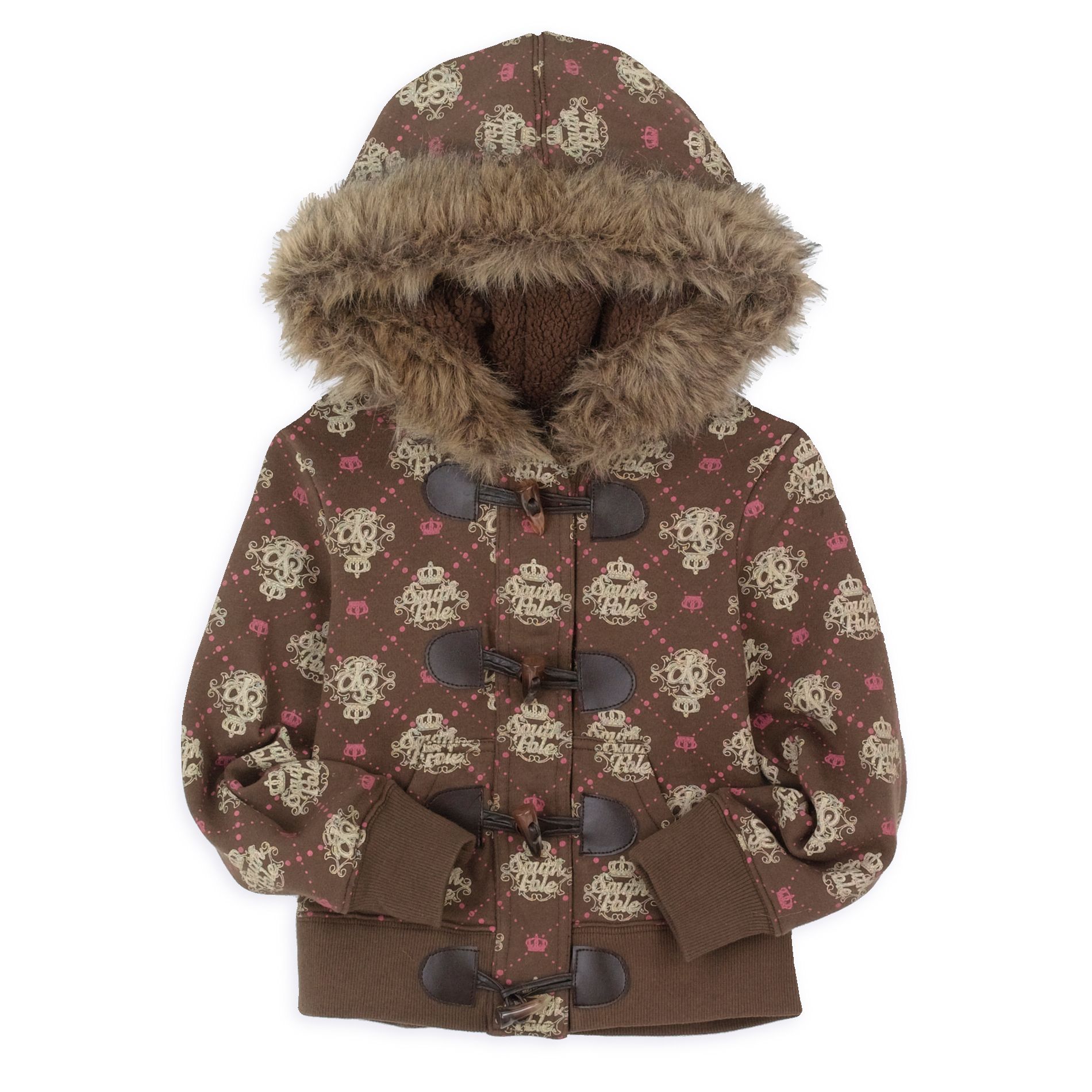 Southpole Girl&#39;s 4-6X All Over Print Fleece Hoodie with Sherpa Lining