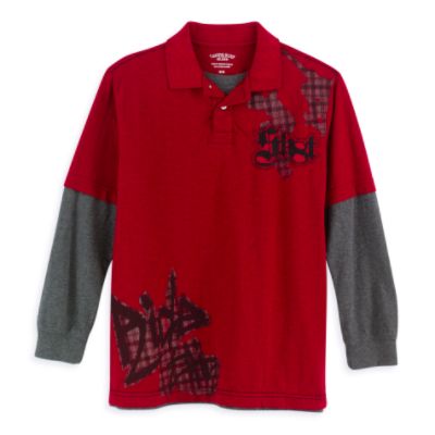 Canyon River Blues Boy&#39;s 8-20 Long Sleeve Layered Polo with Graphic