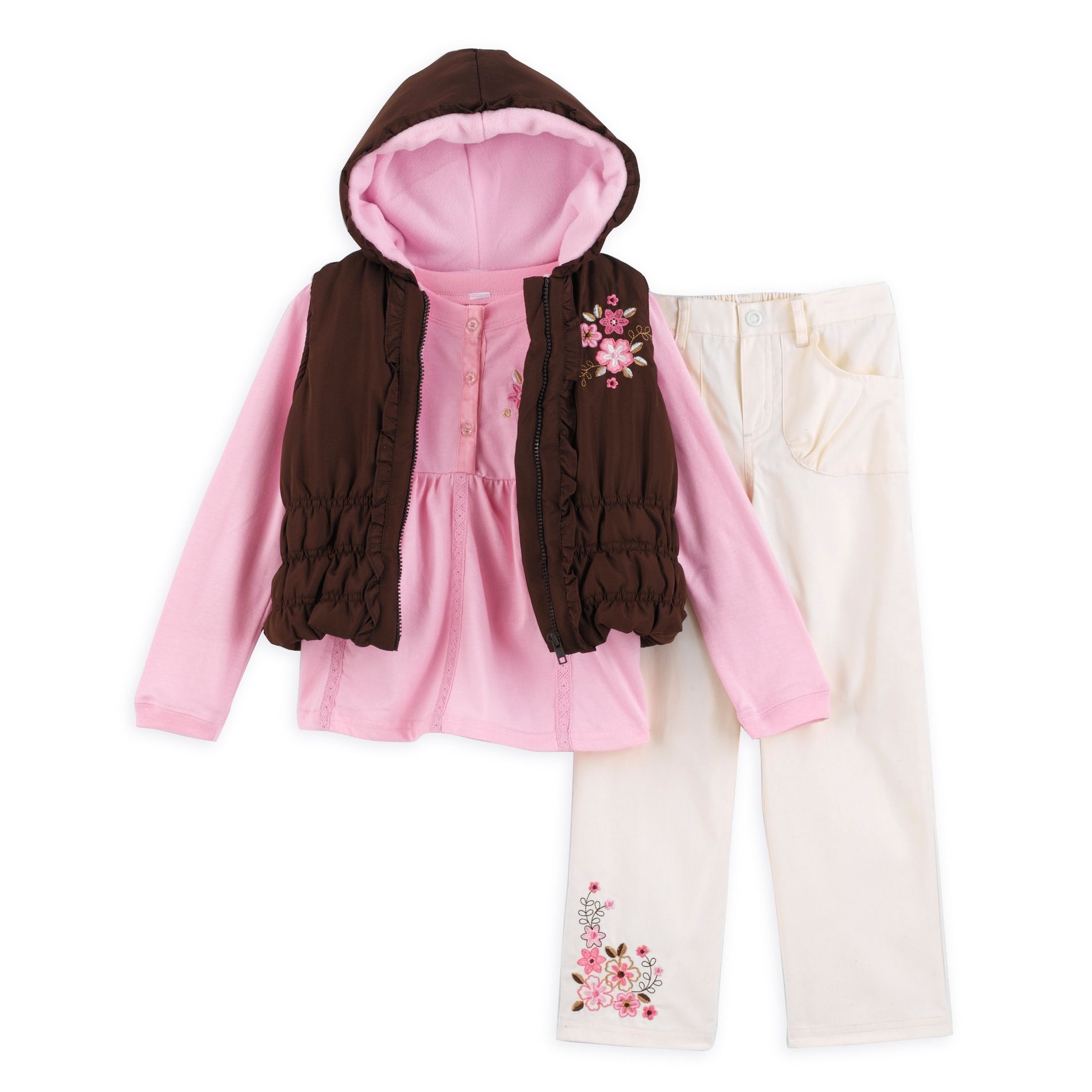 Kids Play Girl&#39;s 4-6X Quilted Vest & Pant Set