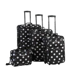 Rockland Fox Luggage Rockland F46-BLACK DOTS 4Pc Black Dots Luggage Set