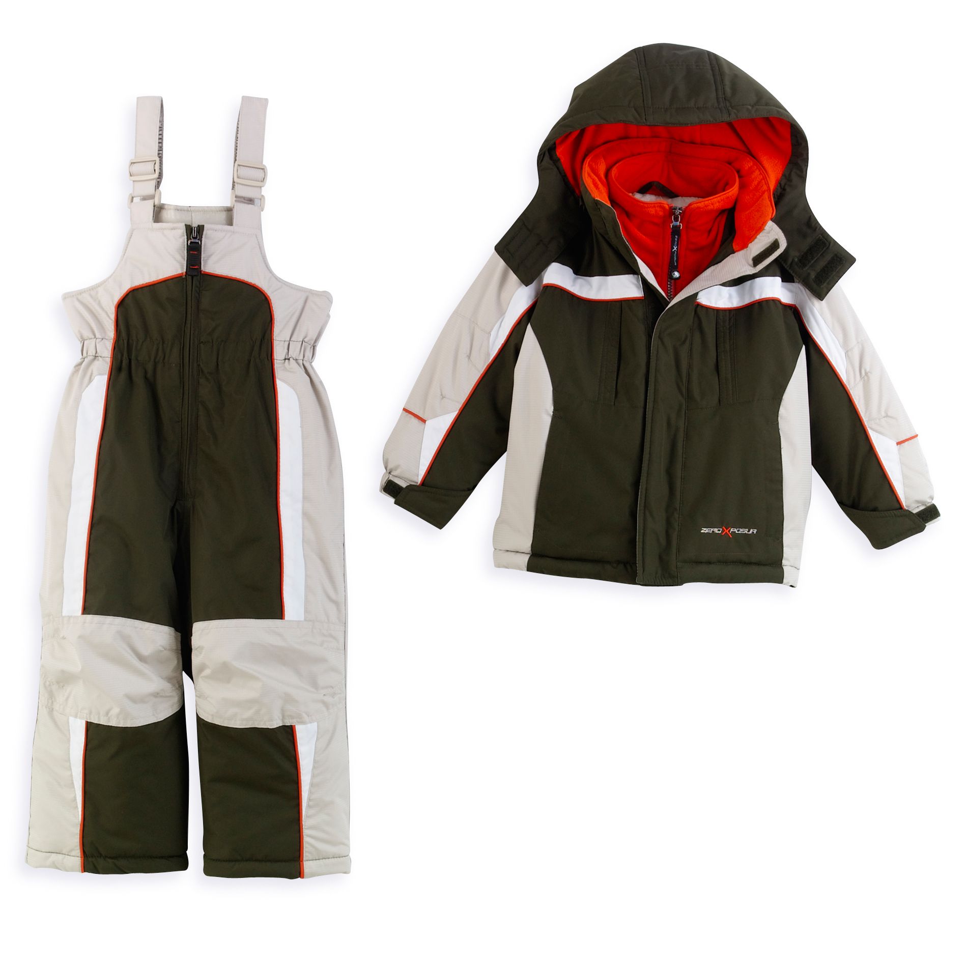Zero Xposur Toddler Boy&#39;s Hooded Heavyweight Jacket & Bibbed Snow Pants Set