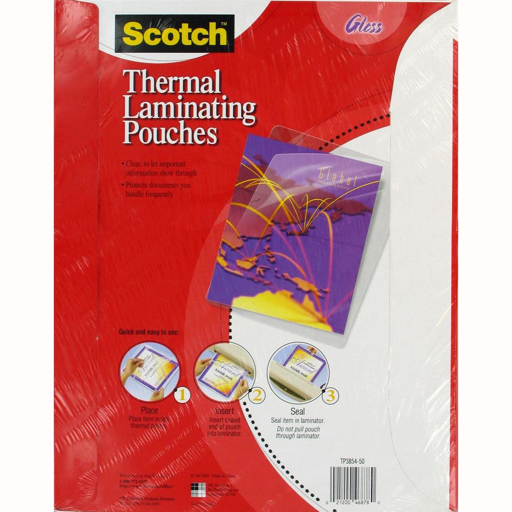 3M TP3854-50 Laminate Pouch 50 Count 9X11 Inch
